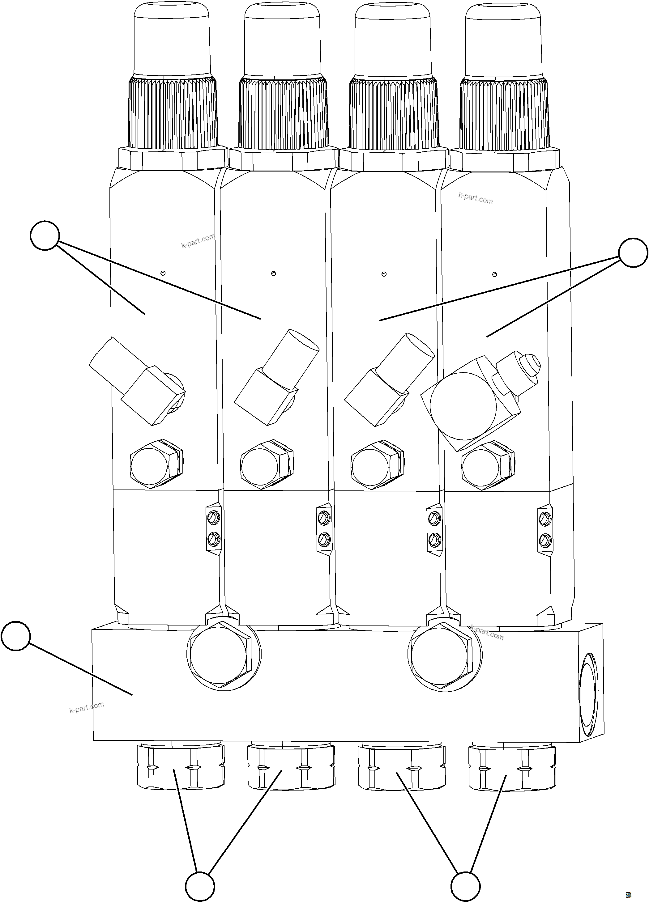 Komatsu parts book diagram for AFE78-BH 930E-5 S/N A40200  LOS PELAMBRES: 4-PIECE INJECTOR ASSEMBLY    VW7989