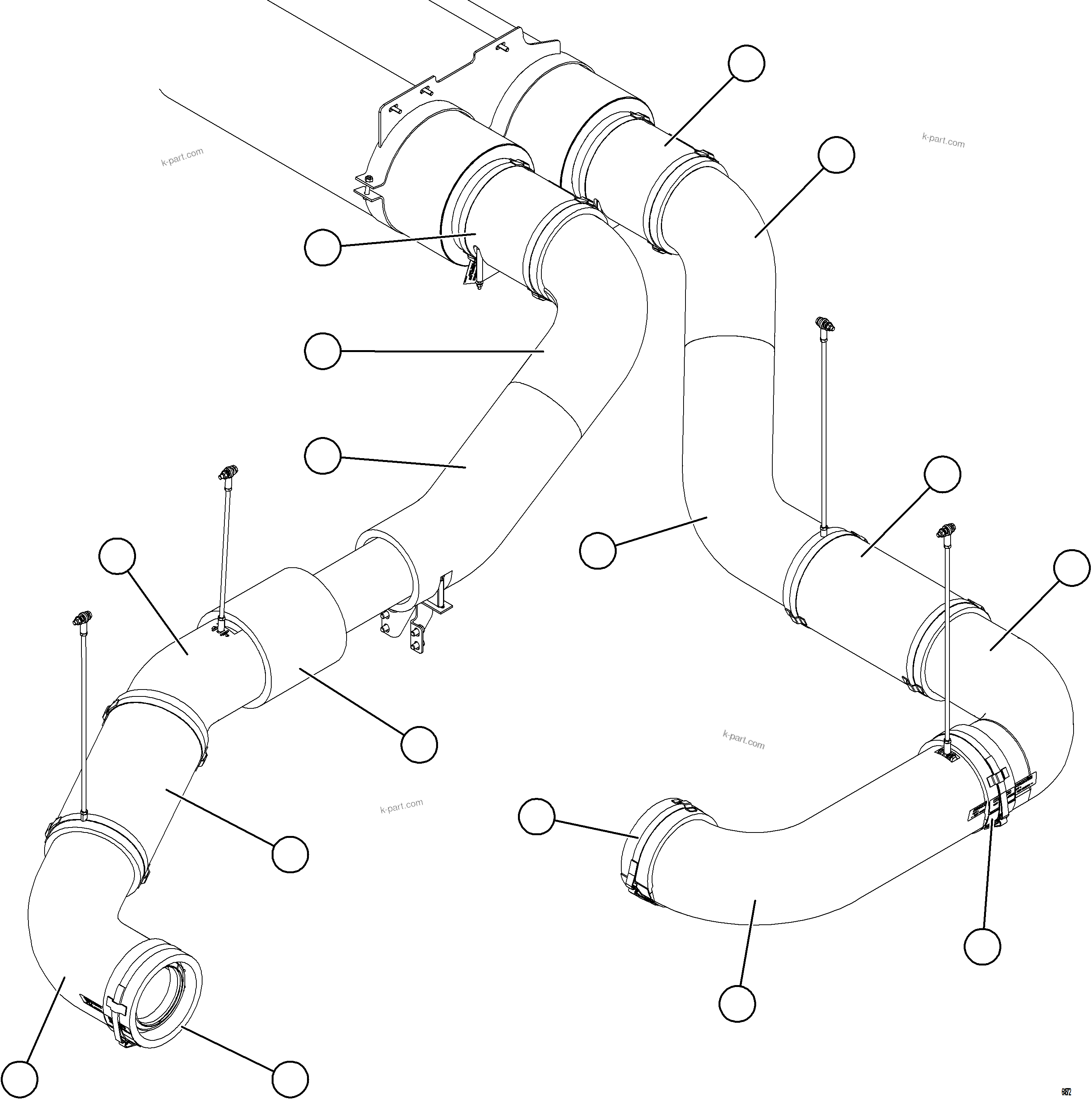 Komatsu parts book diagram for AFE78-BM 930E-5 S/N A40215 - A40218,A40225 - A40229  LOS BRONCES: EXHAUST BLANKETS