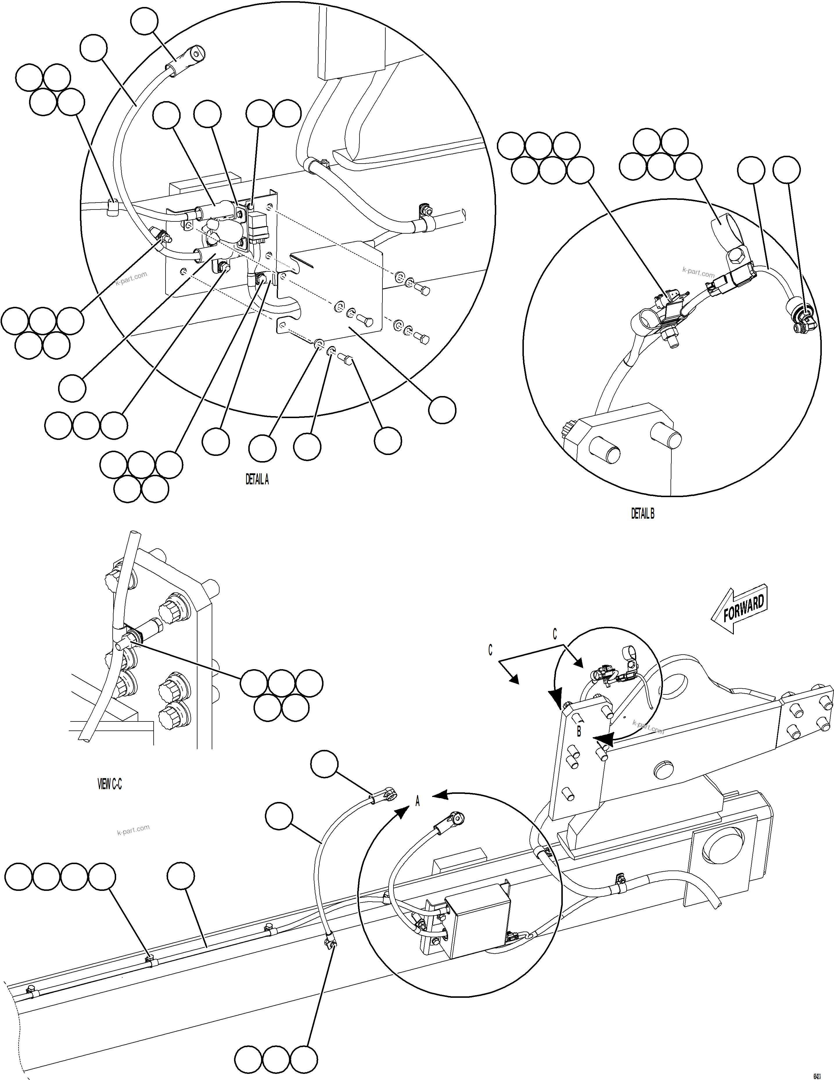 Komatsu parts book diagram for AFE78-BM 930E-5 S/N A40215 - A40218,A40225 - A40229  LOS BRONCES: ENGINE PRELUBE WIRING