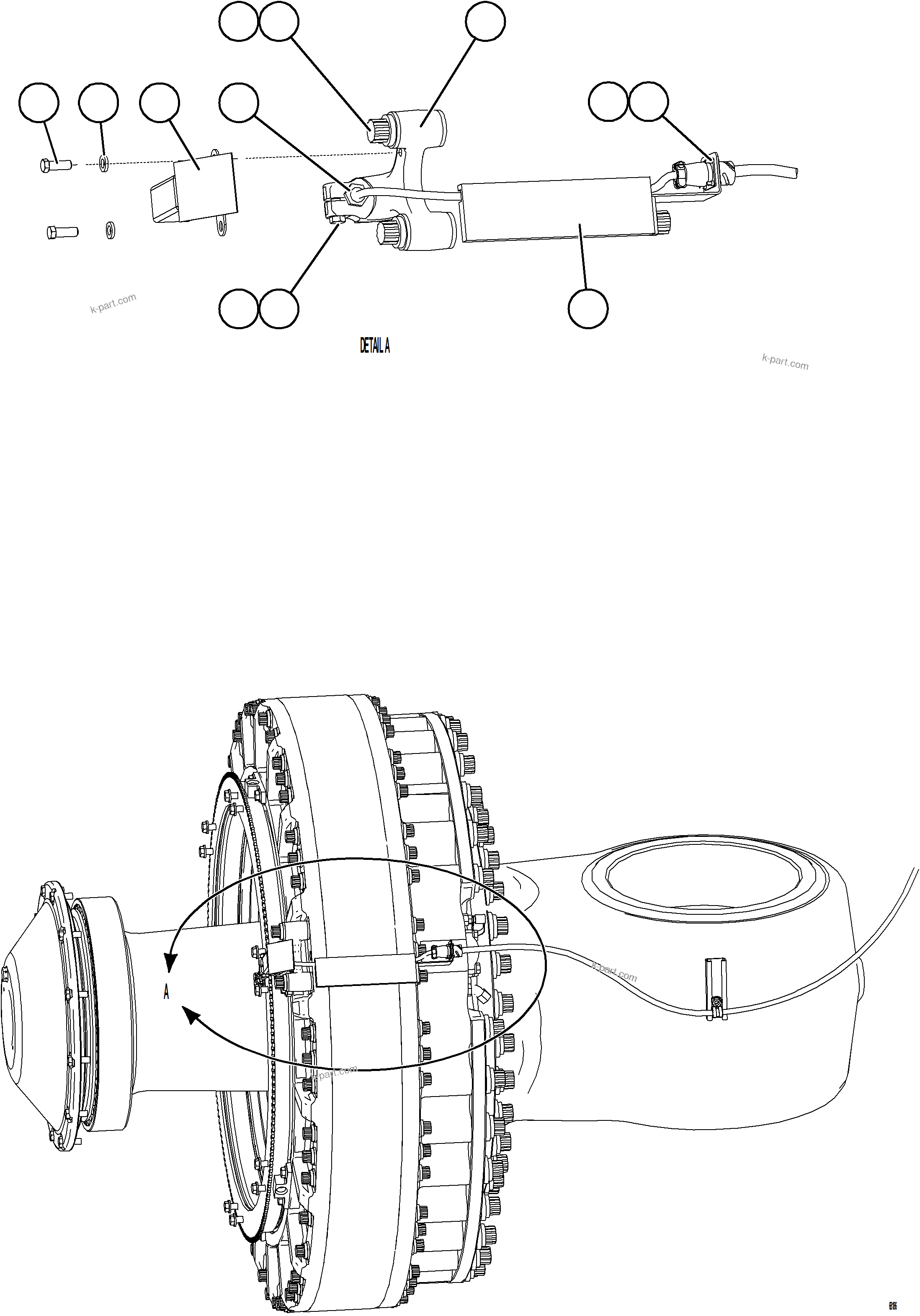 Komatsu parts book diagram for AFE78-BM 930E-5 S/N A40215 - A40218,A40225 - A40229  LOS BRONCES: FRONT WHEEL SPEED SENSOR INSTALLATION