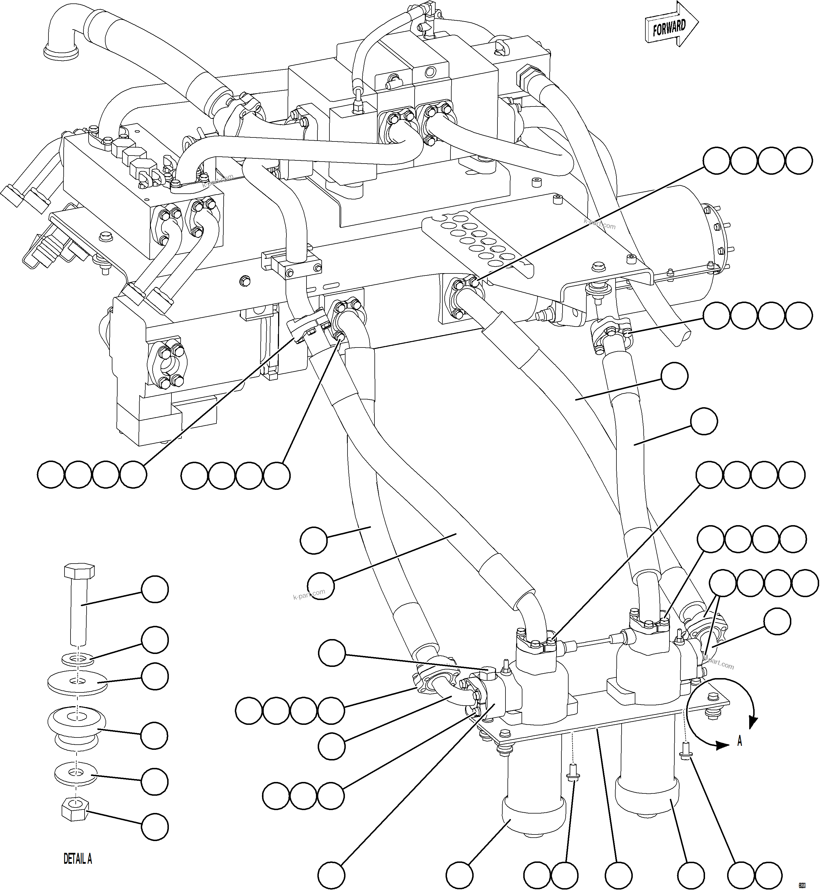 Komatsu parts book diagram for AFE78-BM 930E-5 S/N A40215 - A40218,A40225 - A40229  LOS BRONCES: HOIST FILTER PIPING & INSTALLATION