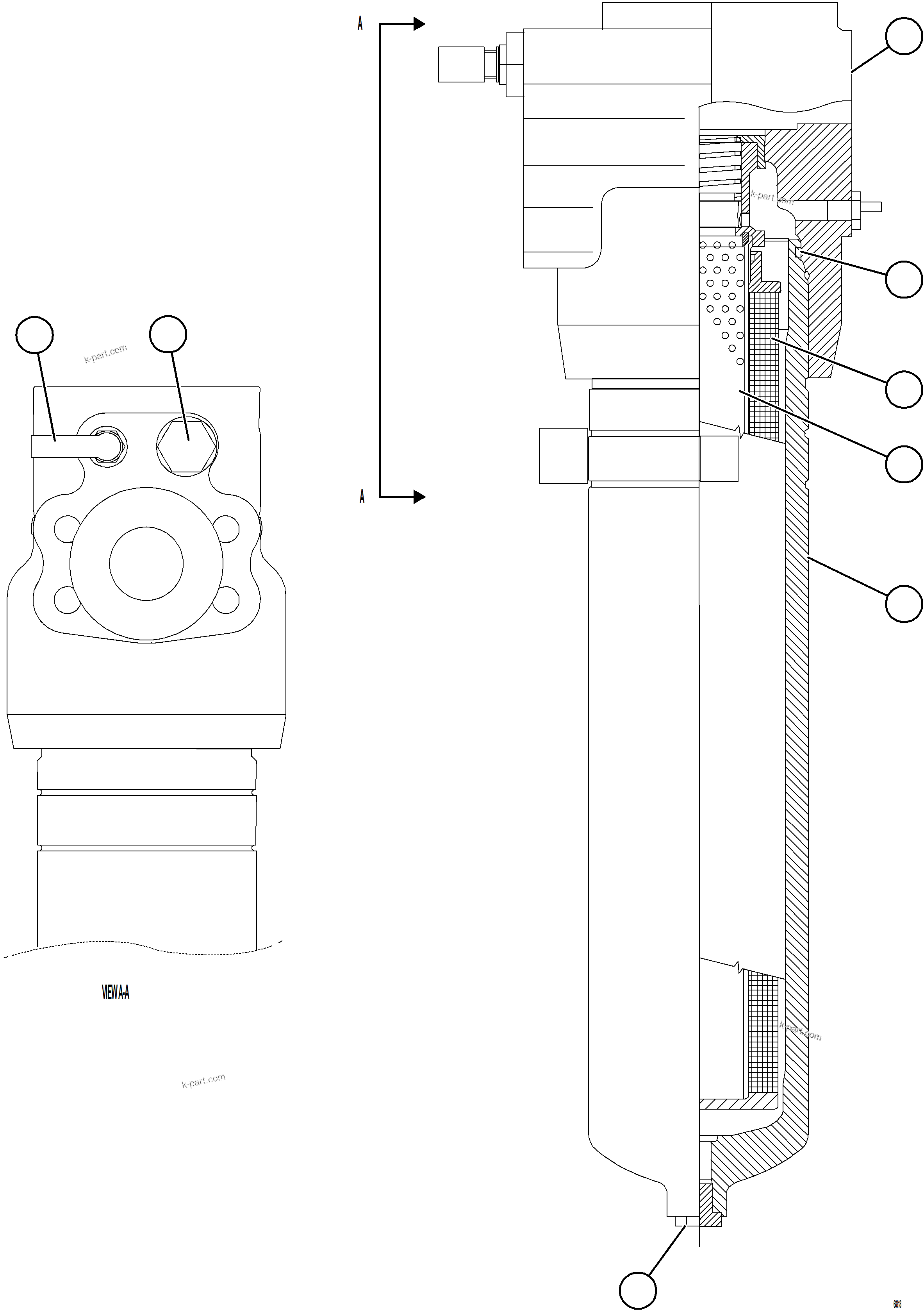 Komatsu parts book diagram for AFE78-BM 930E-5 S/N A40215 - A40218,A40225 - A40229  LOS BRONCES: STEERING FILTER ASSEMBLY    58F-60-40350