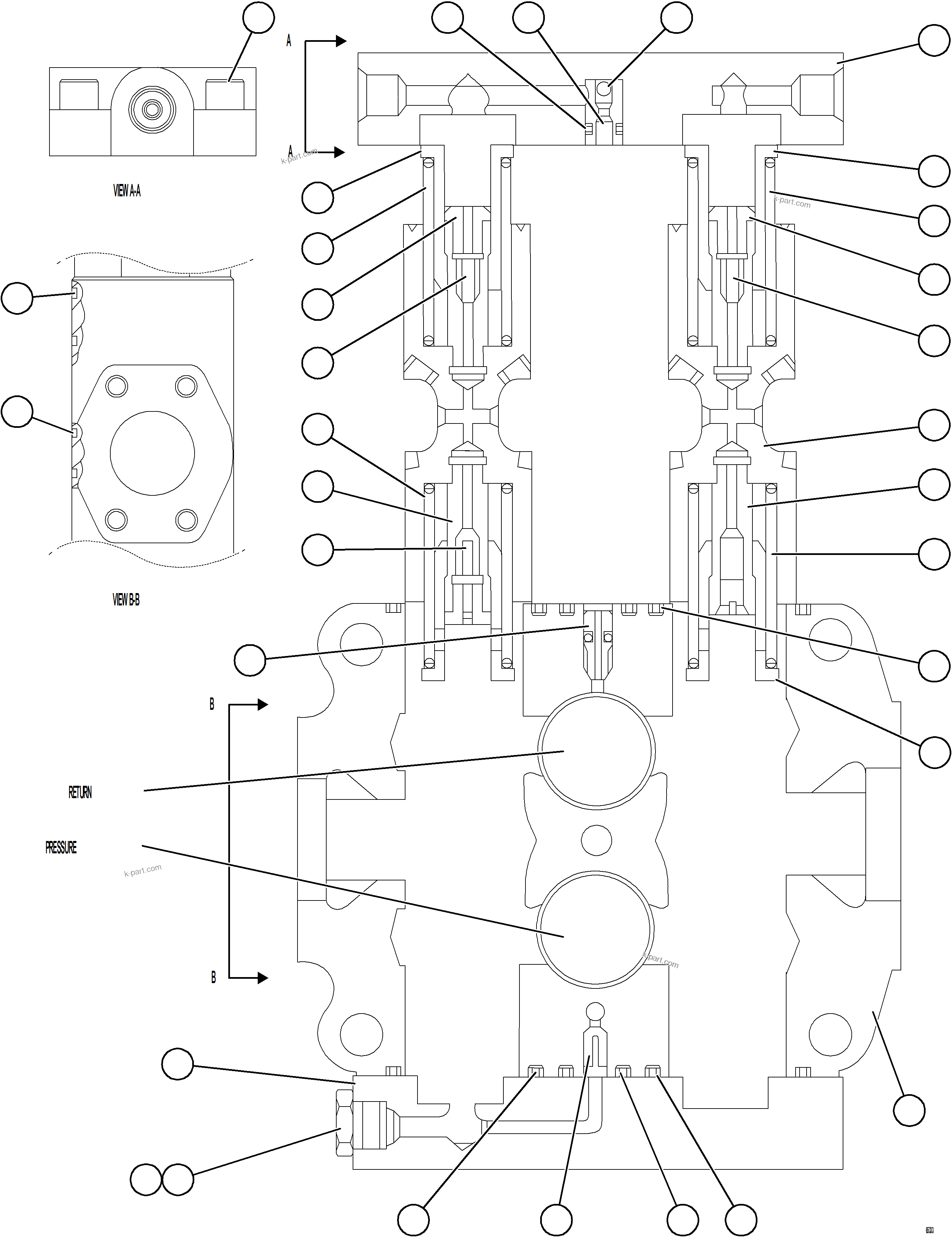 Komatsu parts book diagram for AFE78-BM 930E-5 S/N A40215 - A40218,A40225 - A40229  LOS BRONCES: SPOOL SECTION ASSEMBLY    VE3810