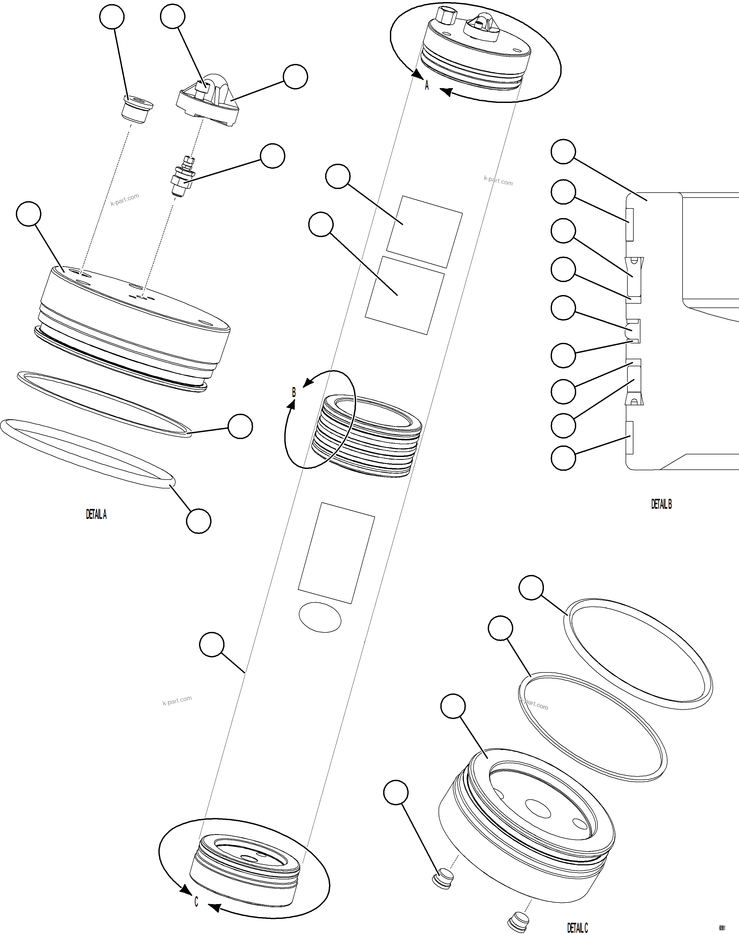 Komatsu parts book diagram for AFE78-BM 930E-5 S/N A40215 - A40218,A40225 - A40229  LOS BRONCES: PISTON ACCUMULATOR ASSM (10.0 GAL)    58B-60-20071