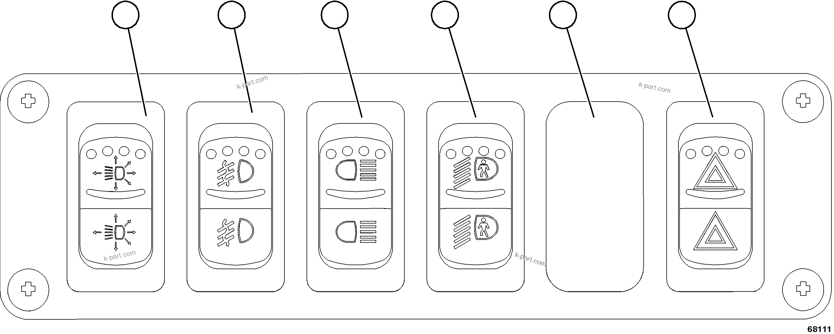 Komatsu parts book diagram for AFE78-BM 930E-5 S/N A40215 - A40218,A40225 - A40229  LOS BRONCES: LOWER LH DASH SWITCHES