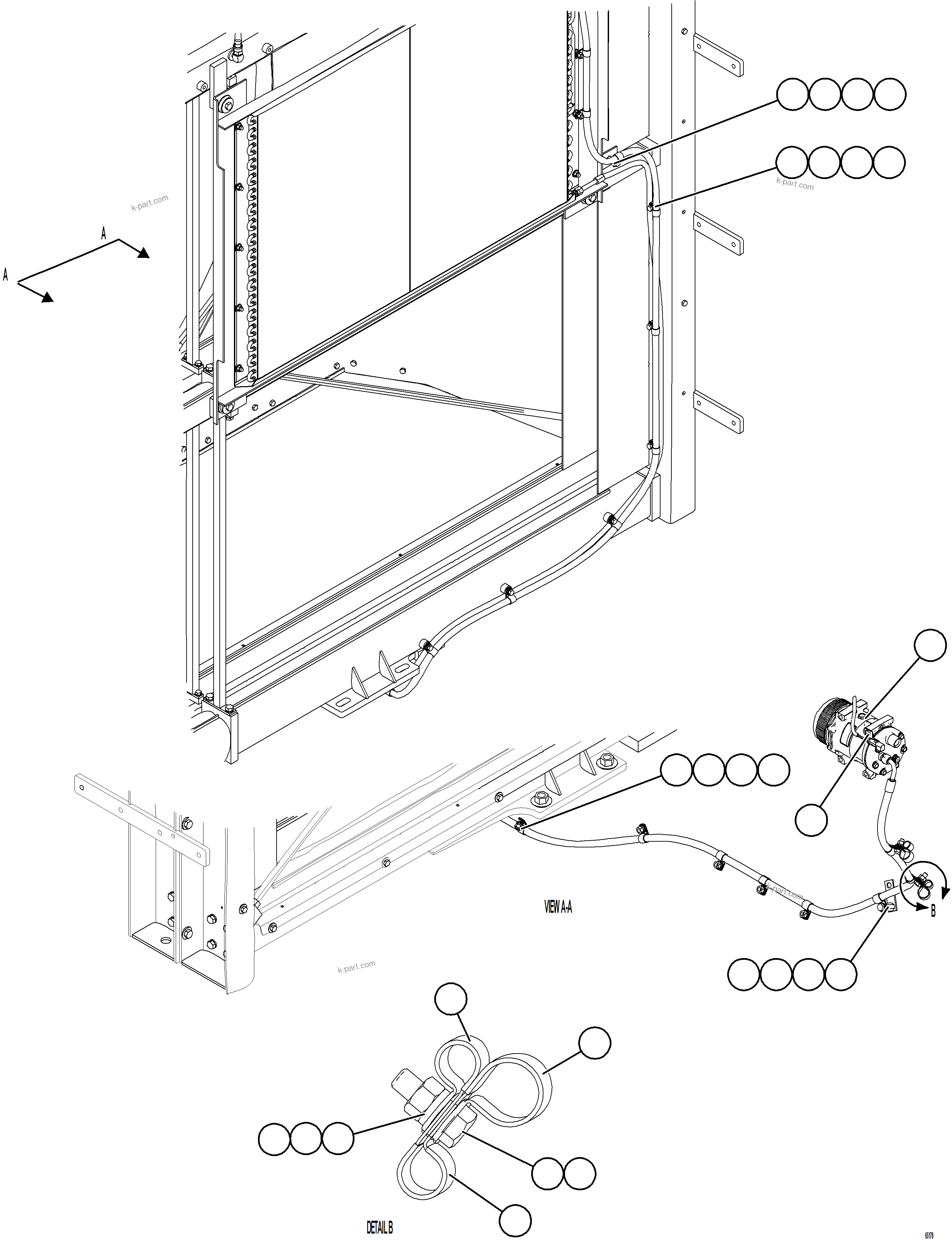 Komatsu parts book diagram for AFE78-BM 930E-5 S/N A40215 - A40218,A40225 - A40229  LOS BRONCES: AIR CONDITIONING PIPING    3/3