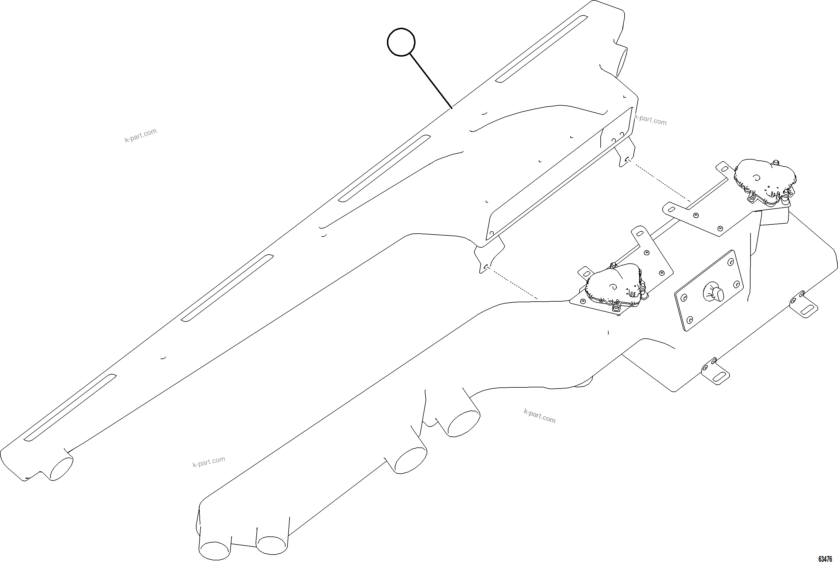 Komatsu parts book diagram for AFE78-BM 930E-5 S/N A40215 - A40218,A40225 - A40229  LOS BRONCES: HVAC DEFROST DUCT ASSEMBLY    58E-98-20031