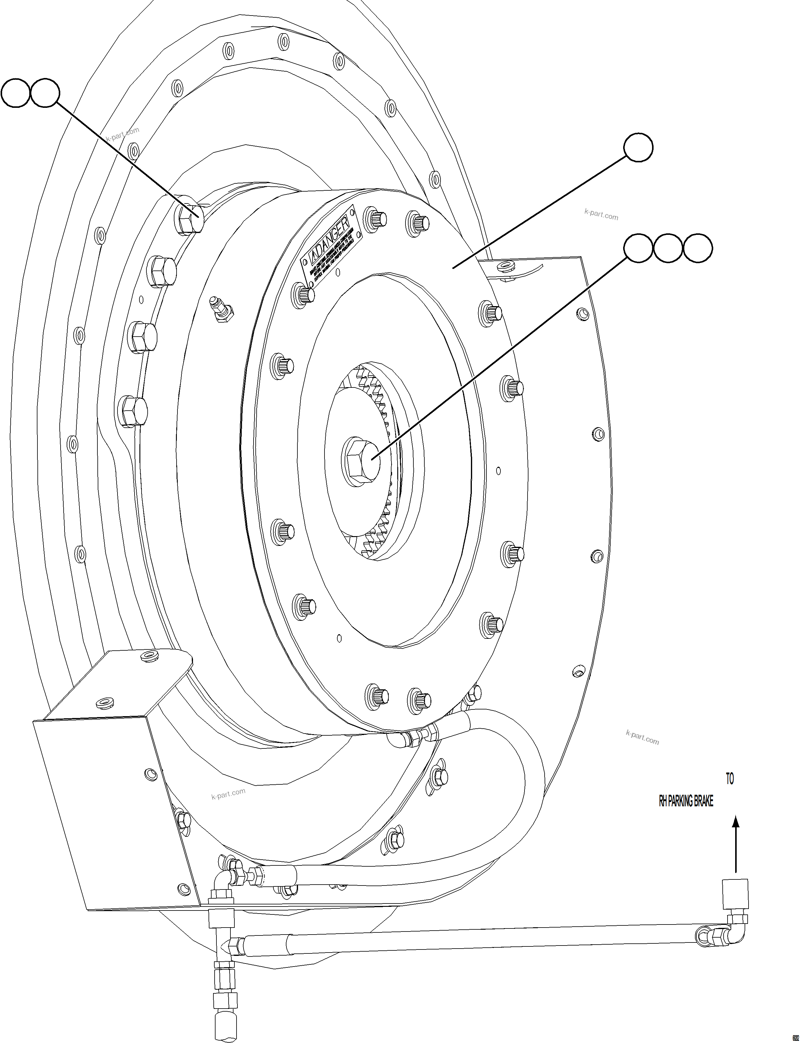 Komatsu parts book diagram for AFE78-BM 930E-5 S/N A40215 - A40218,A40225 - A40229  LOS BRONCES: PARKING BRAKE INSTALLATION