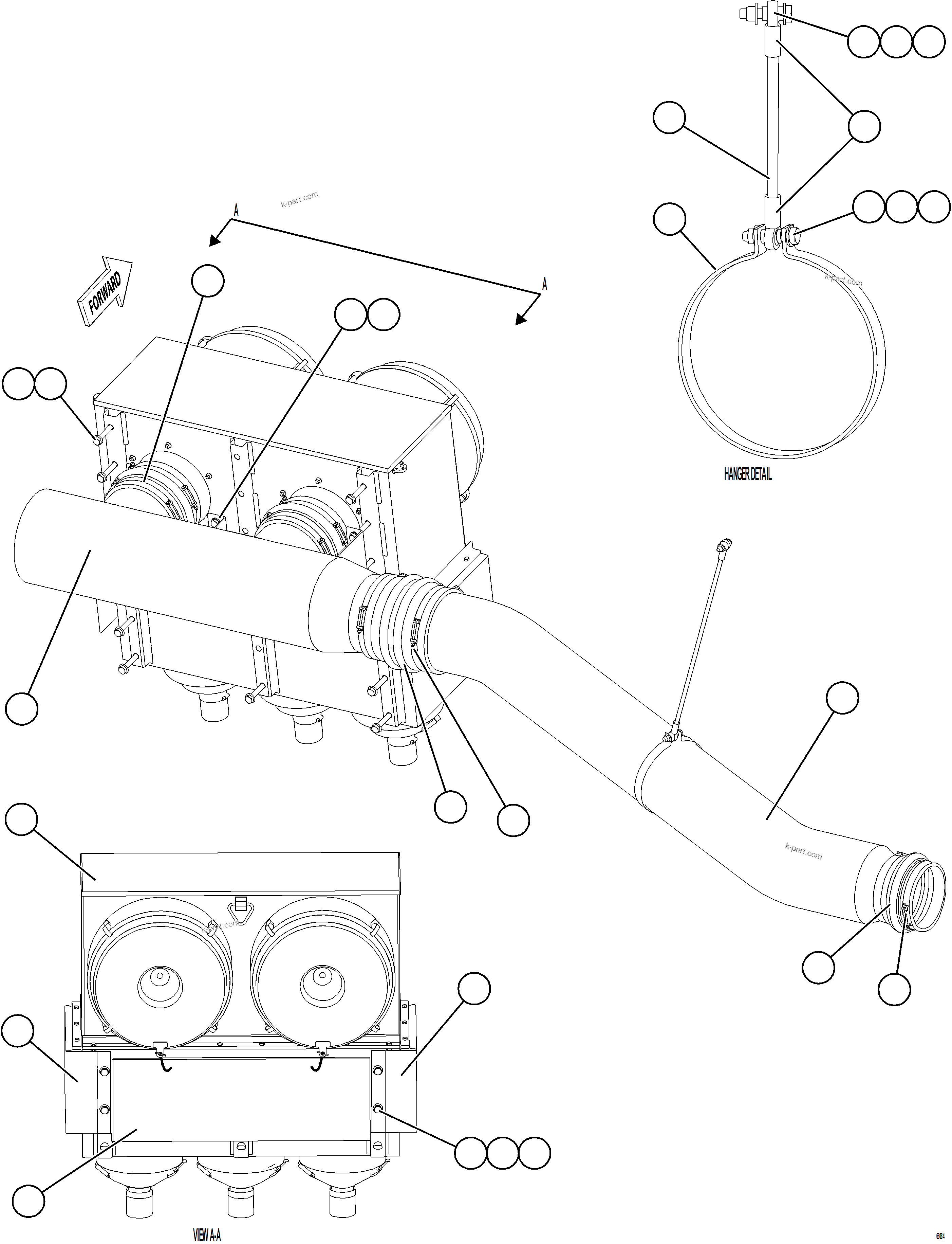 Komatsu parts book diagram for AFE78-BP 930E-5 S/N A40221 - A40224,A40230 - A40231  THIESS: AIR CLEANER PIPING & INSTALLATION - LH