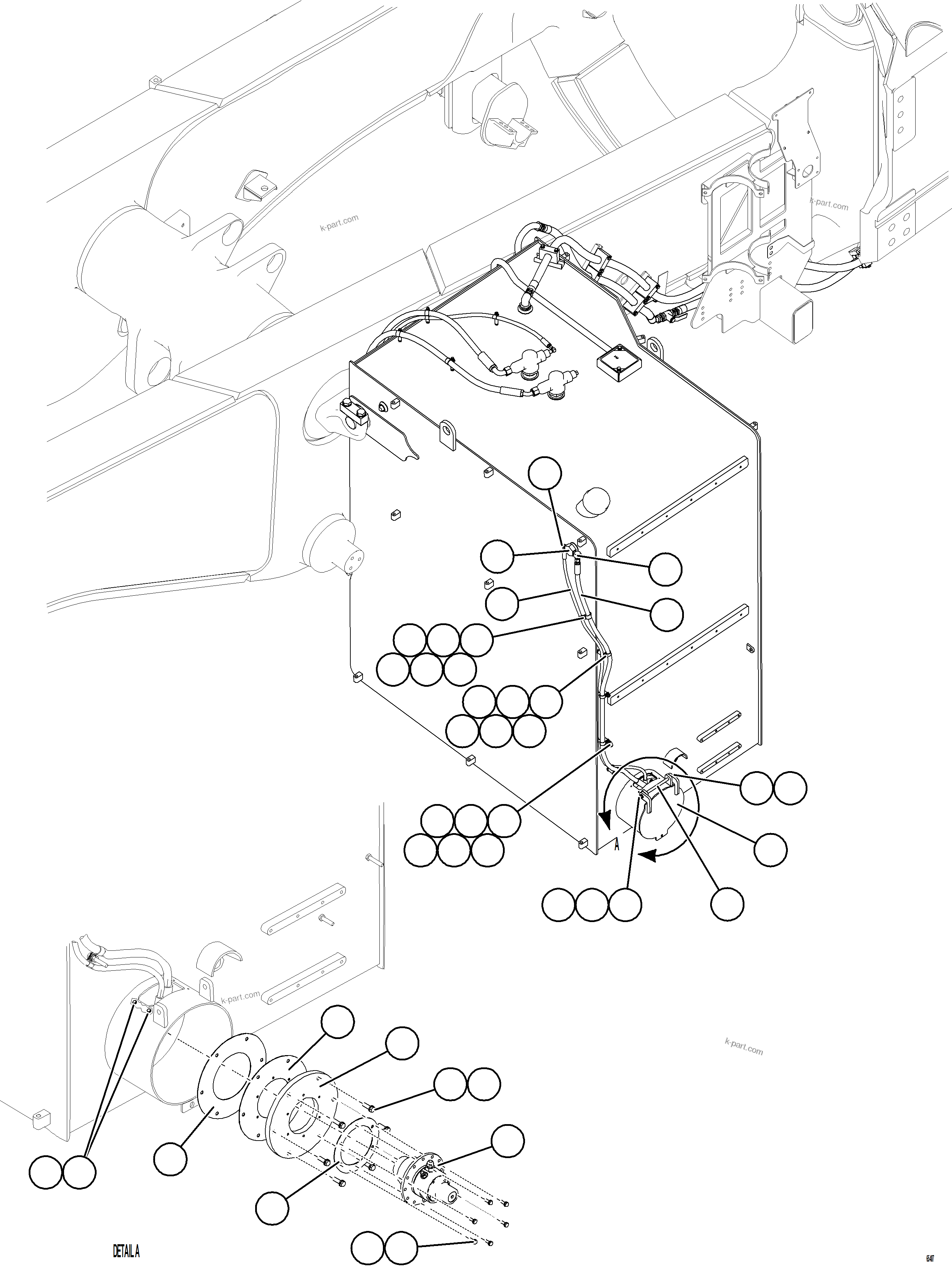 Komatsu parts book diagram for AFE78-BP 930E-5 S/N A40221 - A40224,A40230 - A40231  THIESS: FUEL TANK REMOTE FILL - RH