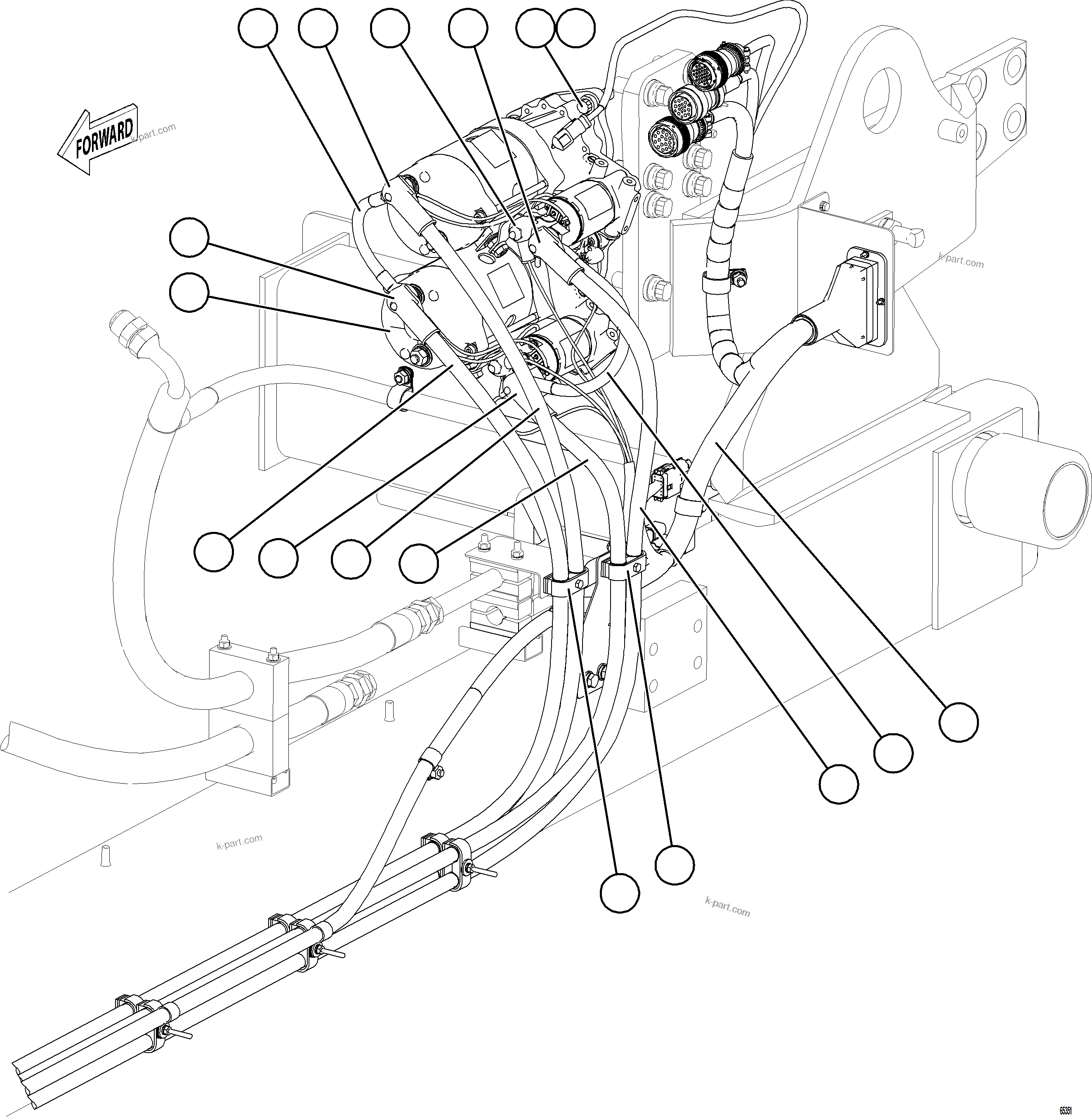 Komatsu parts book diagram for AFE78-BP 930E-5 S/N A40221 - A40224,A40230 - A40231  THIESS: CRANKING MOTOR INSTALLATION