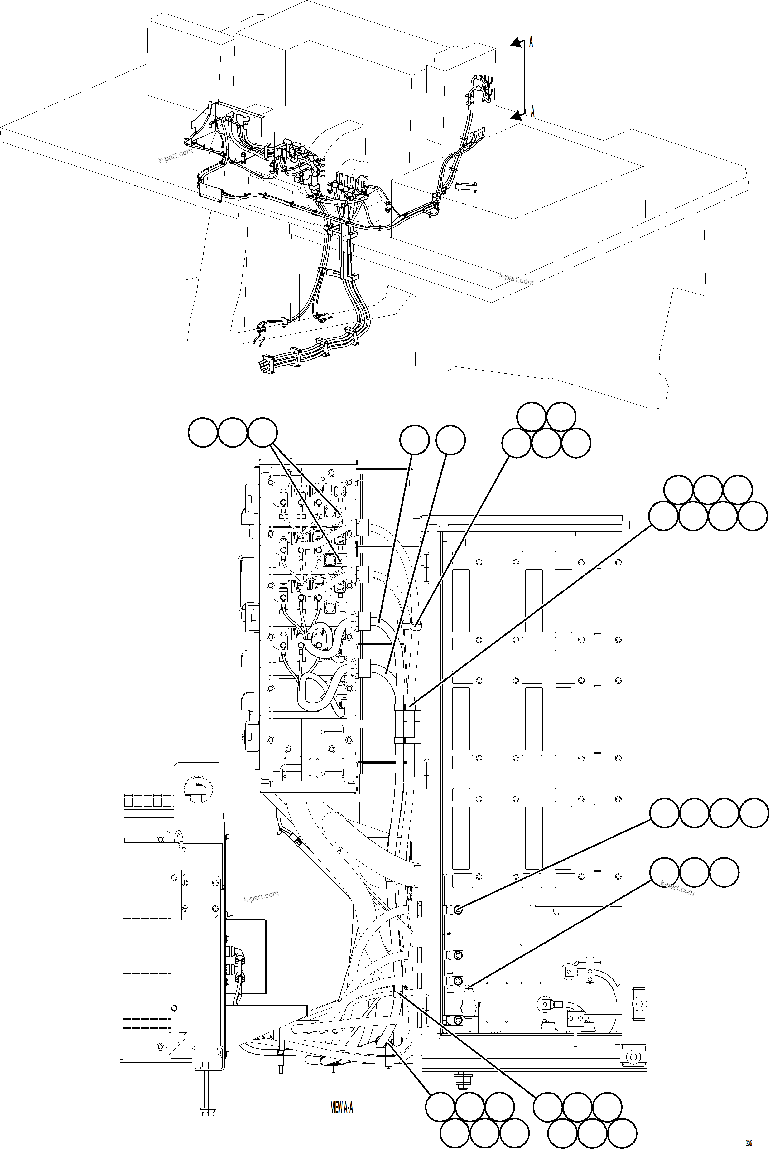 Komatsu parts book diagram for AFE78-BP 930E-5 S/N A40221 - A40224,A40230 - A40231  THIESS: CONTROL CABINET EXTERNAL WIRING - RETARDING GRID
