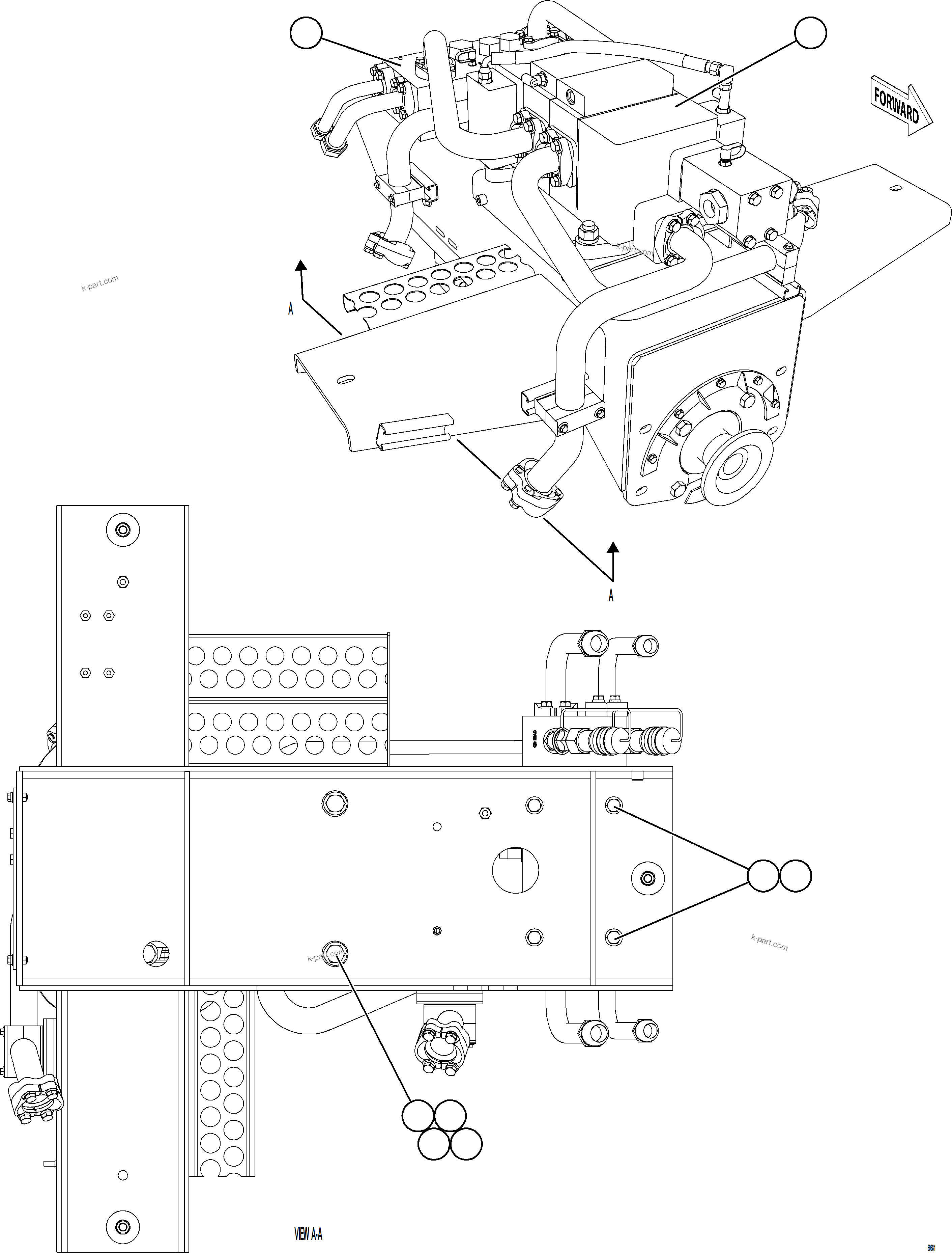 Komatsu parts book diagram for AFE78-BP 930E-5 S/N A40221 - A40224,A40230 - A40231  THIESS: HOIST VALVE & OVERCENTER VALVE INSTALLATION