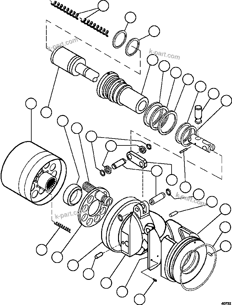 Komatsu parts book diagram for AFE78-BP 930E-5 S/N A40221 - A40224,A40230 - A40231  THIESS: STEERING PUMP ROTATING GROUP    58C-60-00080