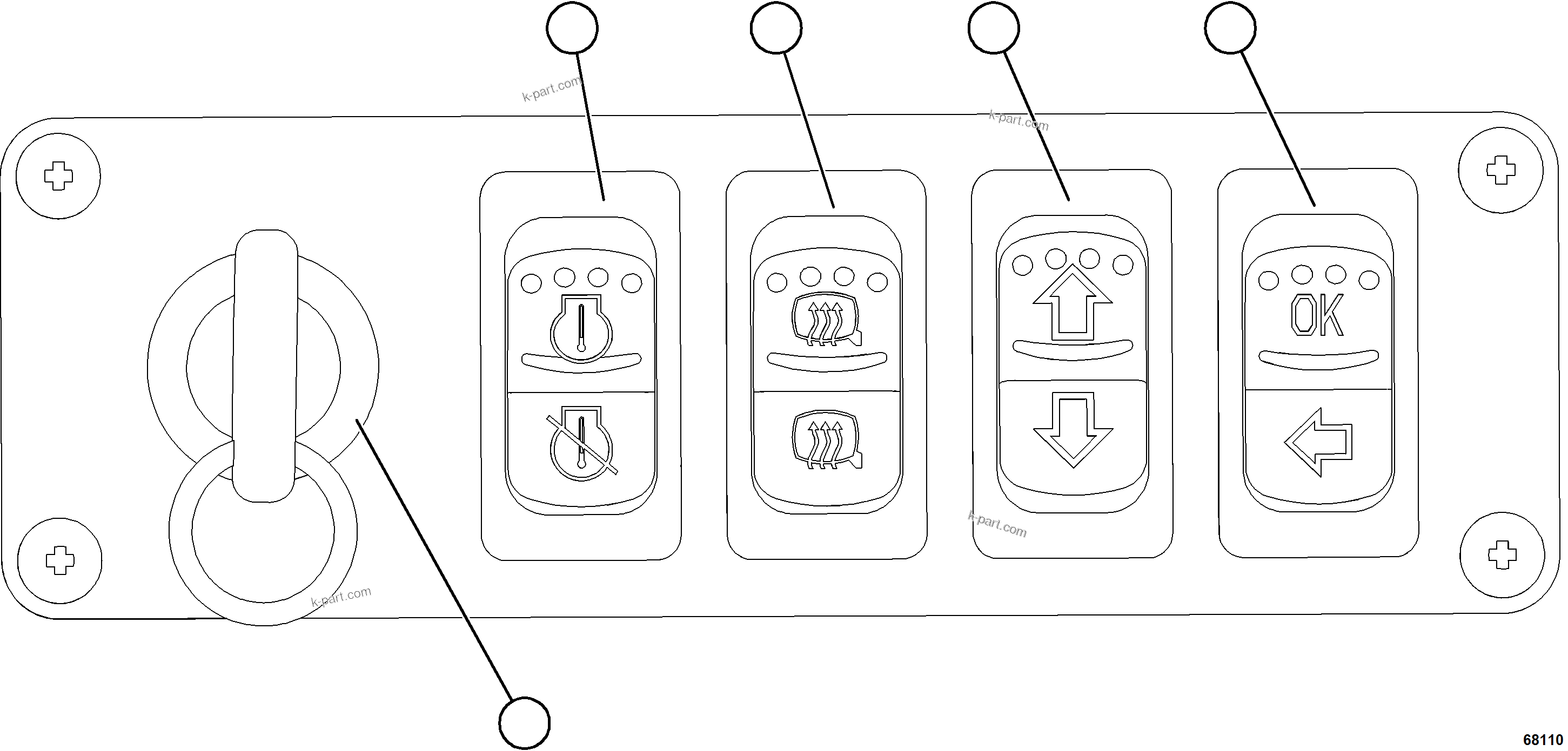 Komatsu parts book diagram for AFE78-BP 930E-5 S/N A40221 - A40224,A40230 - A40231  THIESS: LOWER RH DASH SWITCHES