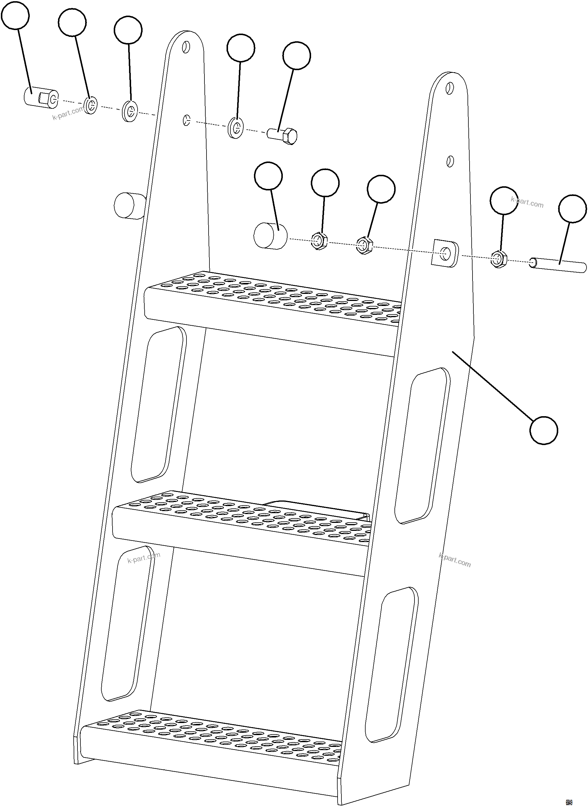 Komatsu parts book diagram for AFE78-BP 930E-5 S/N A40221 - A40224,A40230 - A40231  THIESS: DROPDOWN LADDER
