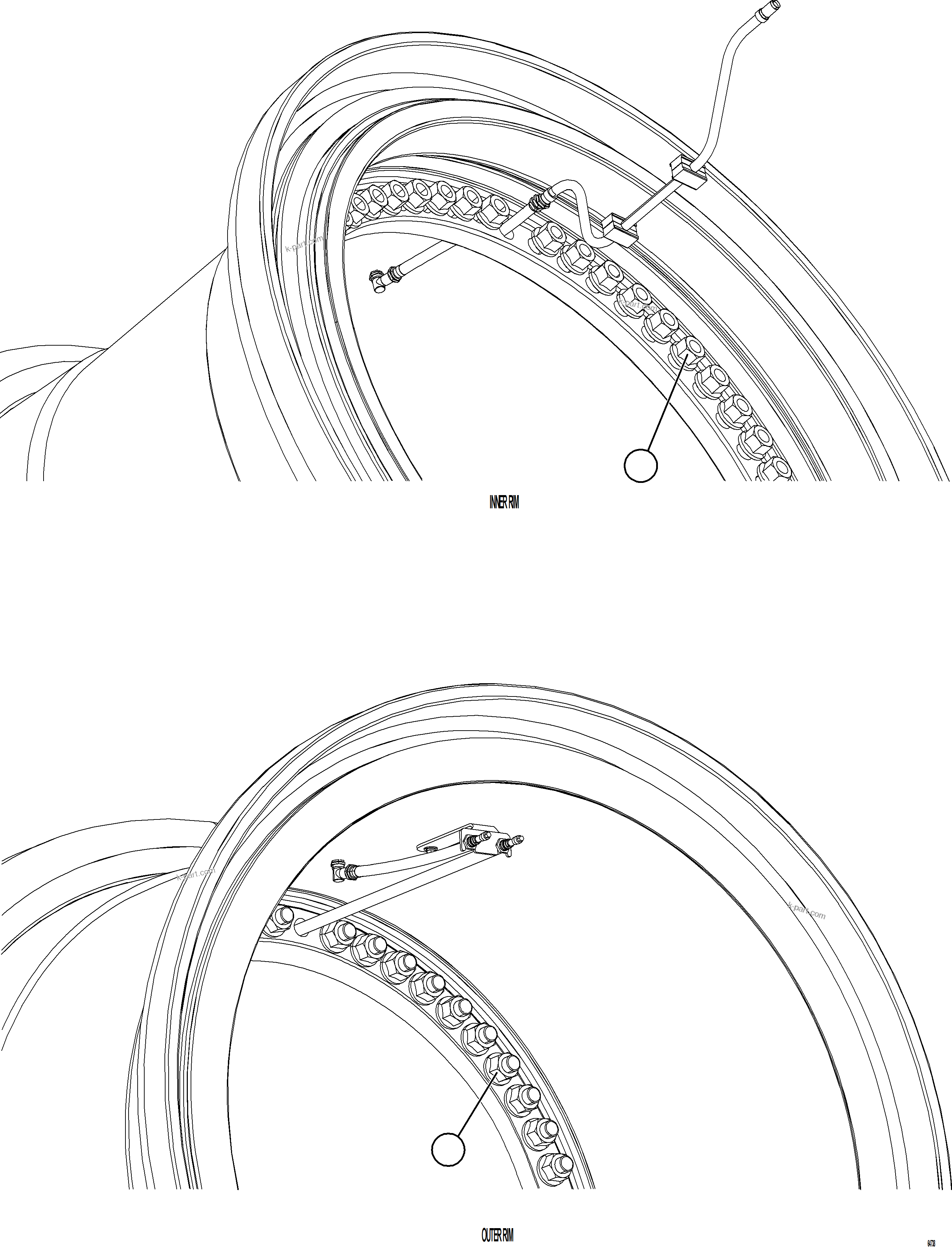 Komatsu parts book diagram for AFE78-BP 930E-5 S/N A40221 - A40224,A40230 - A40231  THIESS: REAR WHEEL INSTALLATION - SMART RIM