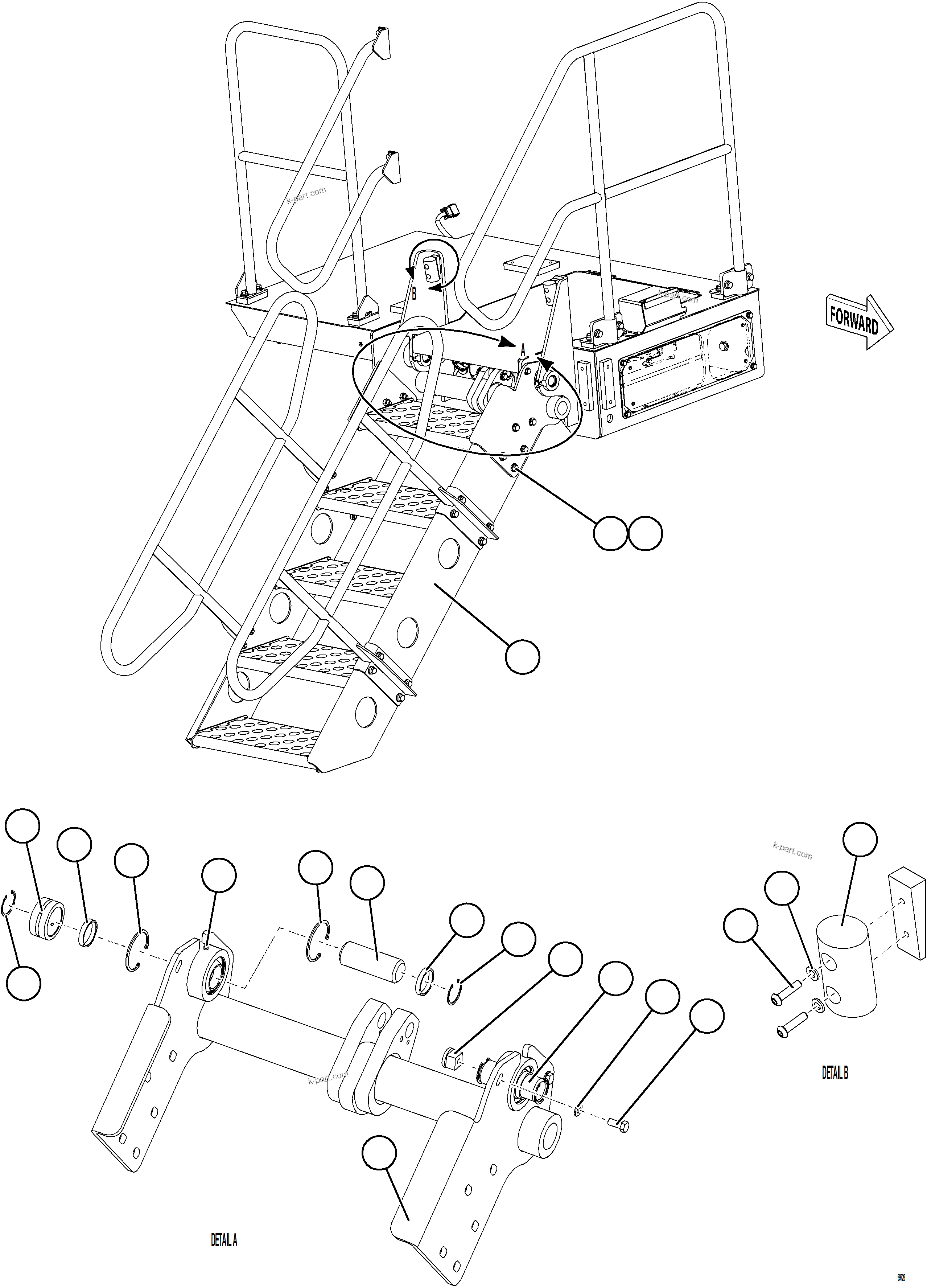Komatsu parts book diagram for AFE78-BP 930E-5 S/N A40221 - A40224,A40230 - A40231  THIESS: RETRACTABLE LADDER INSTALLATION