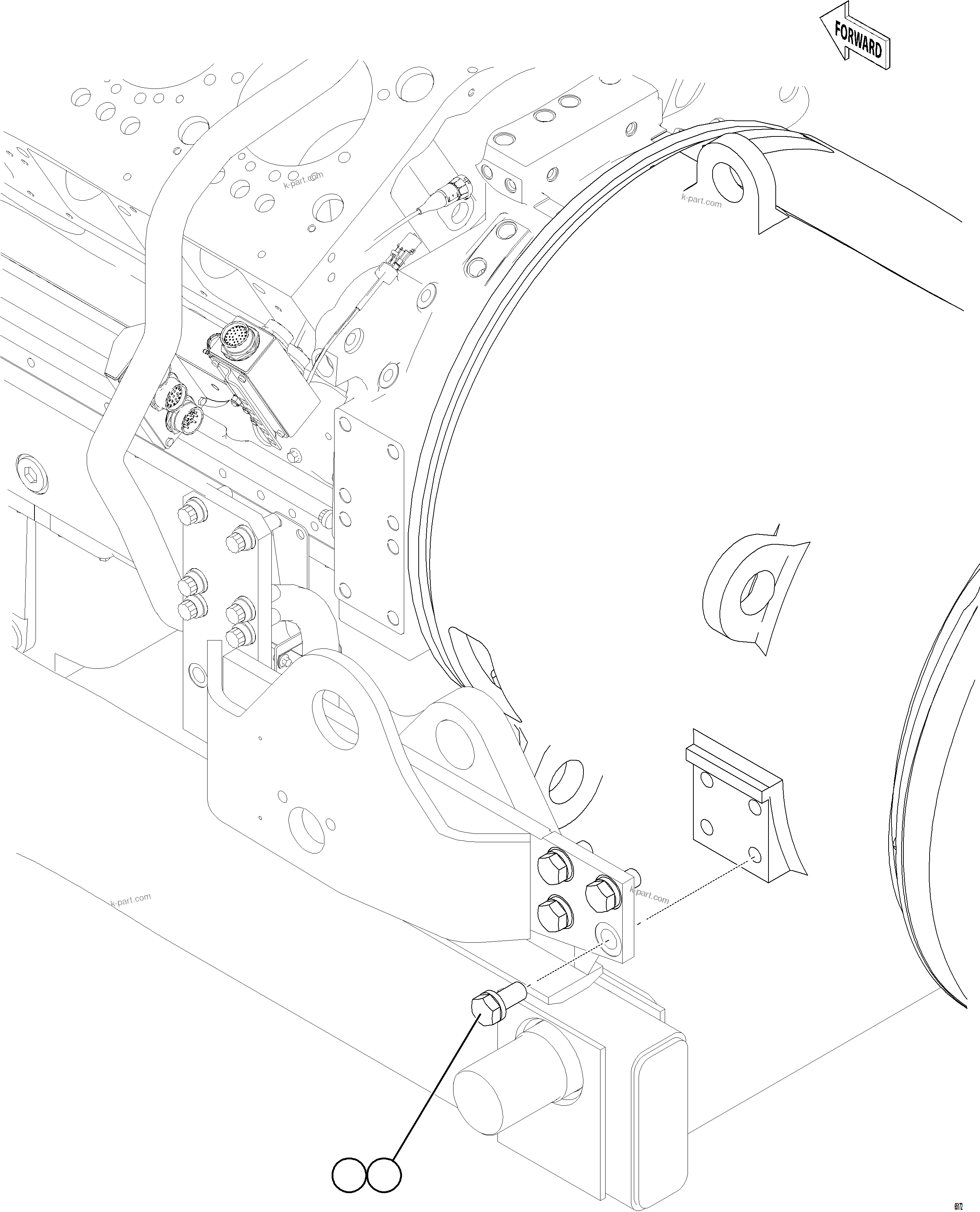 Komatsu parts book diagram for AFE78-BX 930E-5 S/N A40274 - A40276,A40291  MARIGOLD: ENGINE CRADLE INSTALLATION    2/2