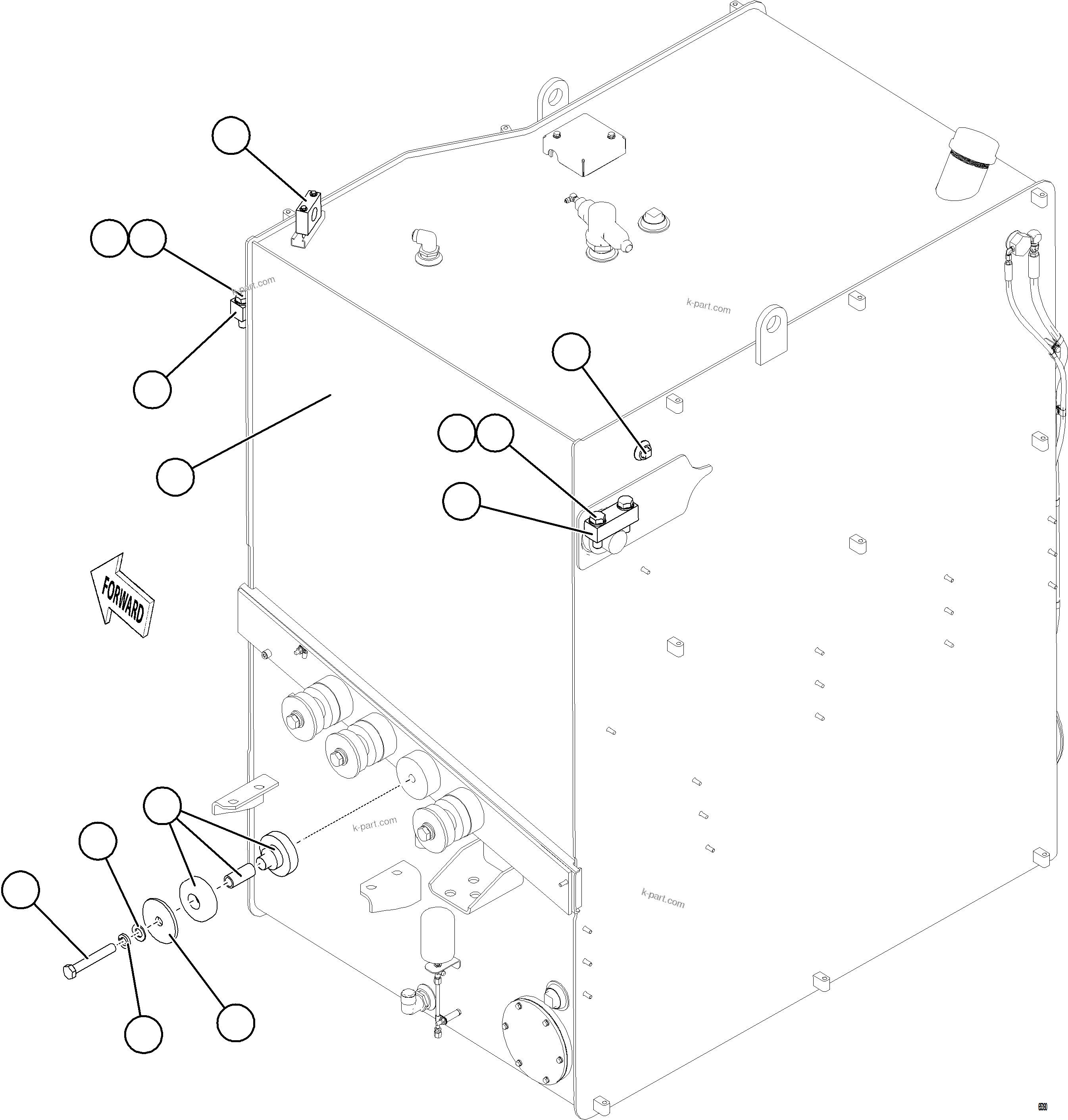 Komatsu parts book diagram for AFE78-BX 930E-5 S/N A40274 - A40276,A40291  MARIGOLD: FUEL TANK INSTALLATION