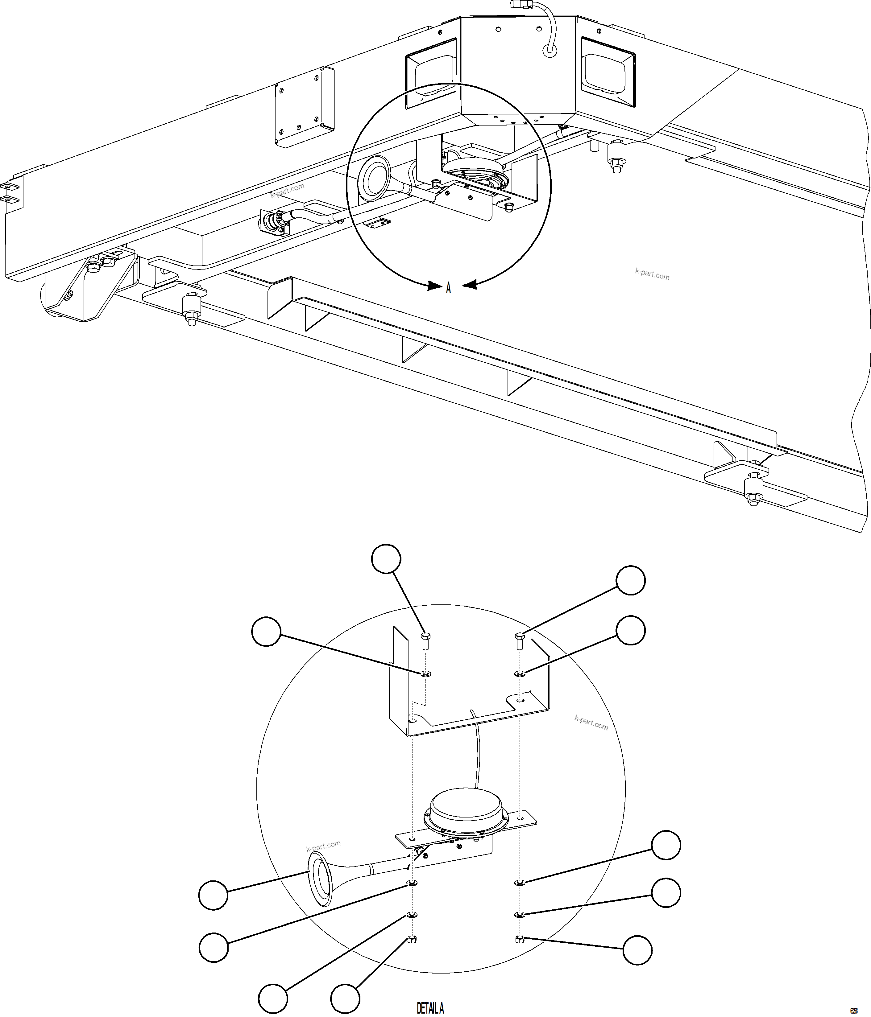 Komatsu parts book diagram for AFE78-BX 930E-5 S/N A40274 - A40276,A40291  MARIGOLD: HORN INSTALLATION