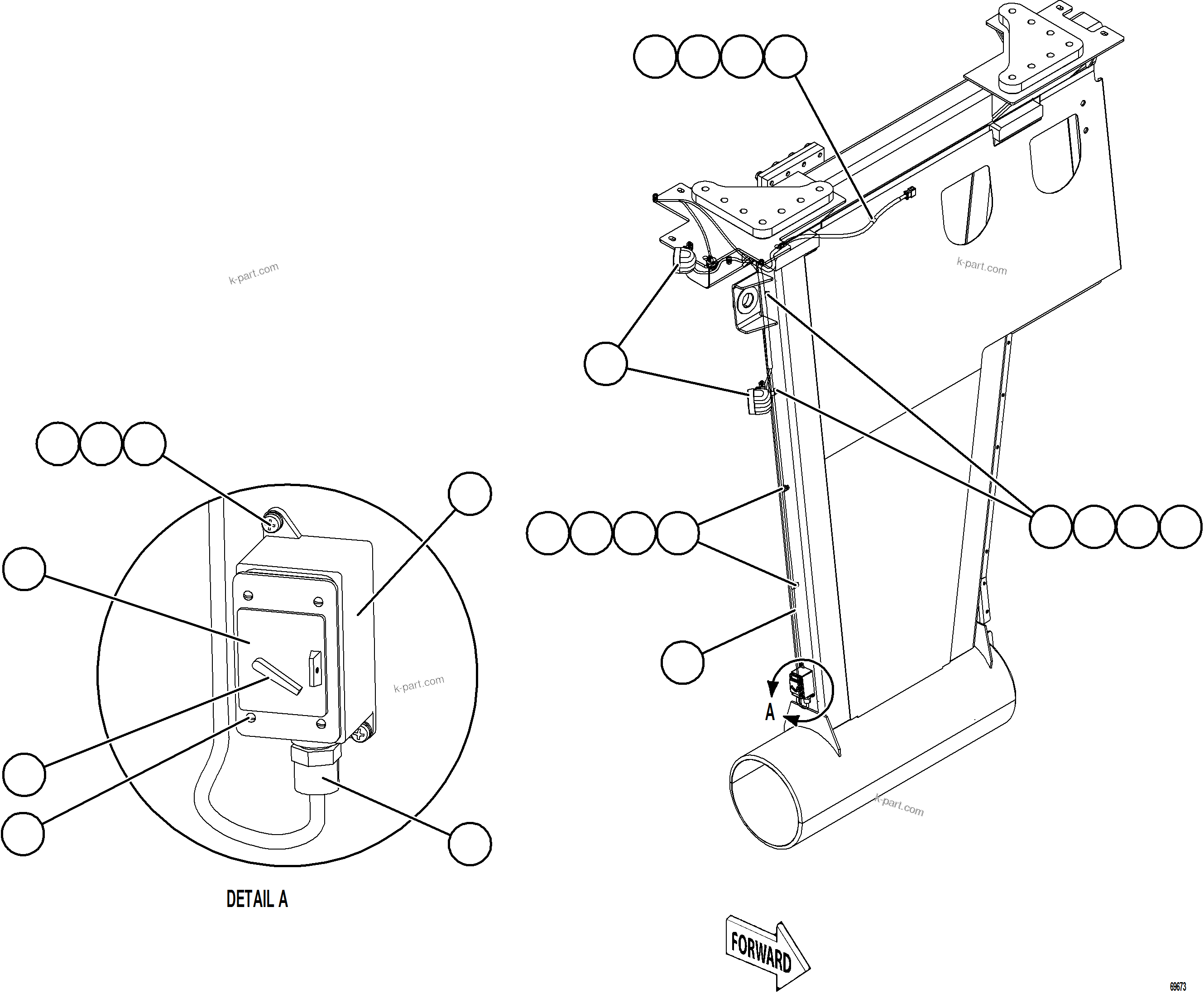Komatsu parts book diagram for AFE78-BX 930E-5 S/N A40274 - A40276,A40291  MARIGOLD: LH ENGINE BAY LIGHTS & SWITCH