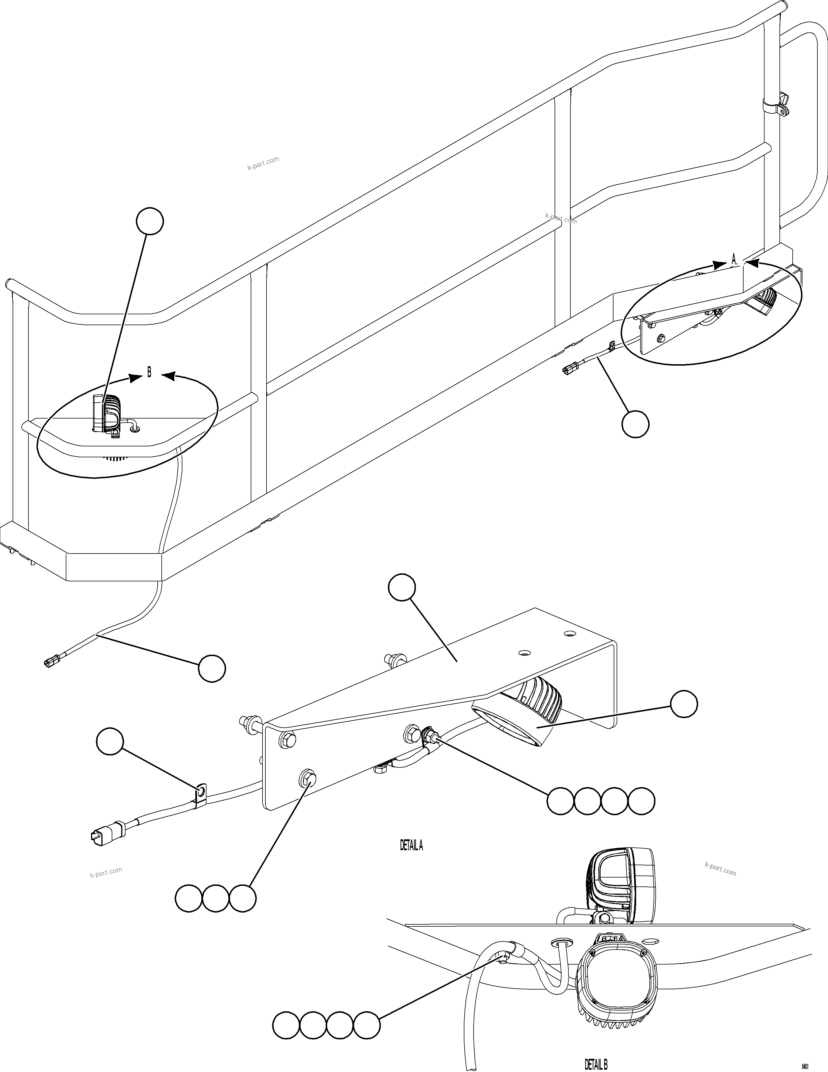 Komatsu parts book diagram for AFE78-BX 930E-5 S/N A40274 - A40276,A40291  MARIGOLD: LADDER LIGHTS