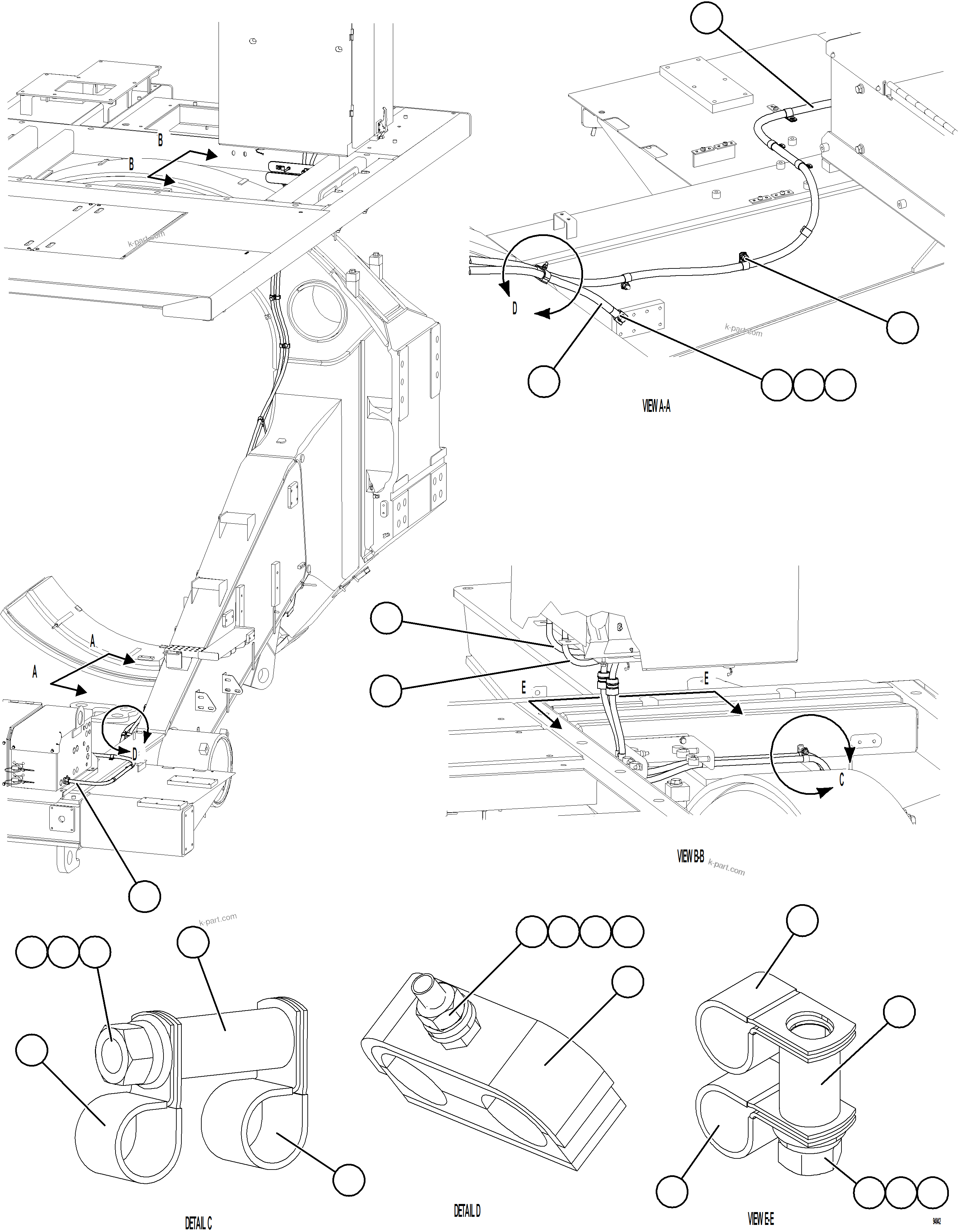 Komatsu parts book diagram for AFE78-BX 930E-5 S/N A40274 - A40276,A40291  MARIGOLD: AUXILIARY CONTROL CABINET POWER CABLES