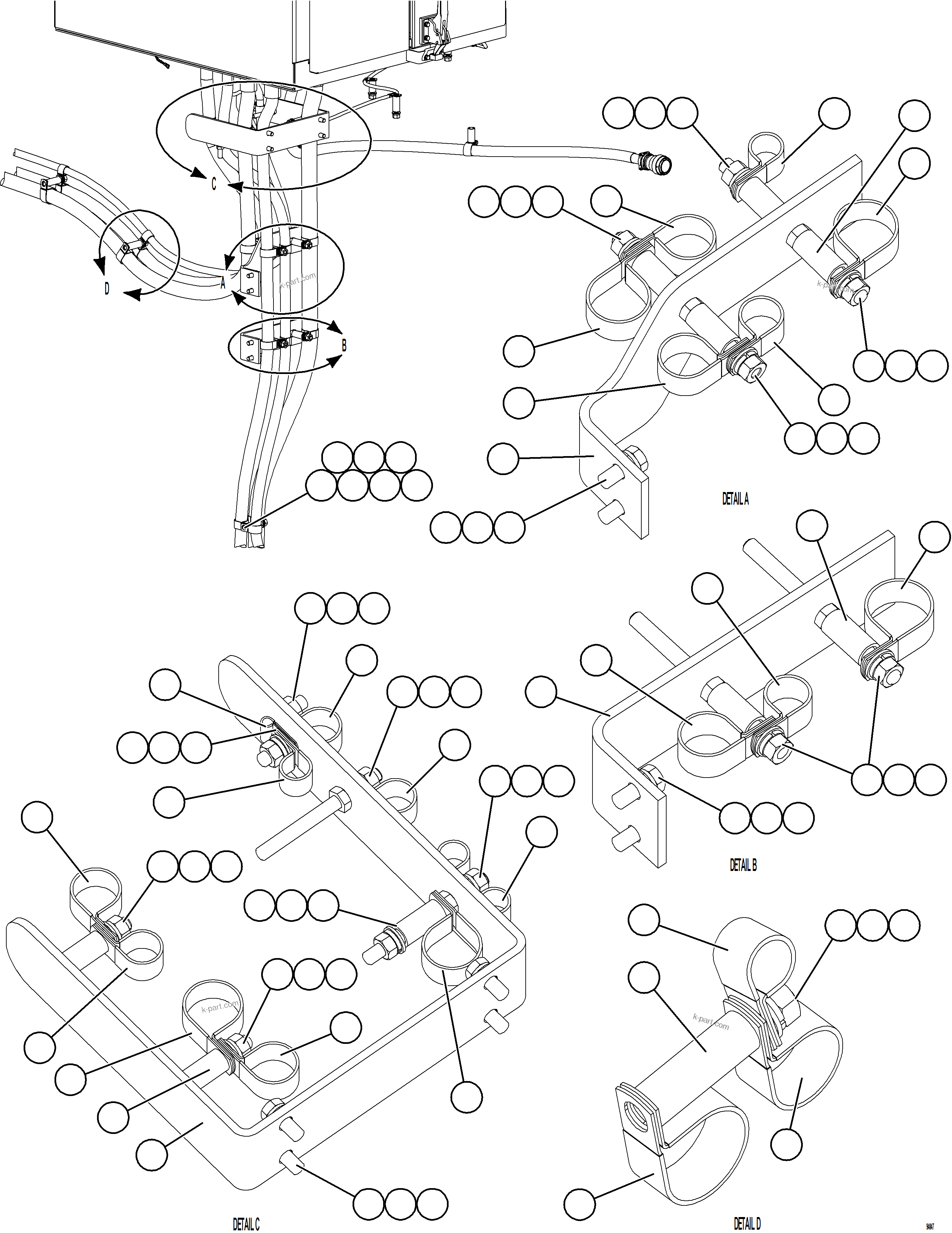 Komatsu parts book diagram for AFE78-BX 930E-5 S/N A40274 - A40276,A40291  MARIGOLD: AUXILIARY CONTROL CABINET EXTERNAL WIRING CLAMPING