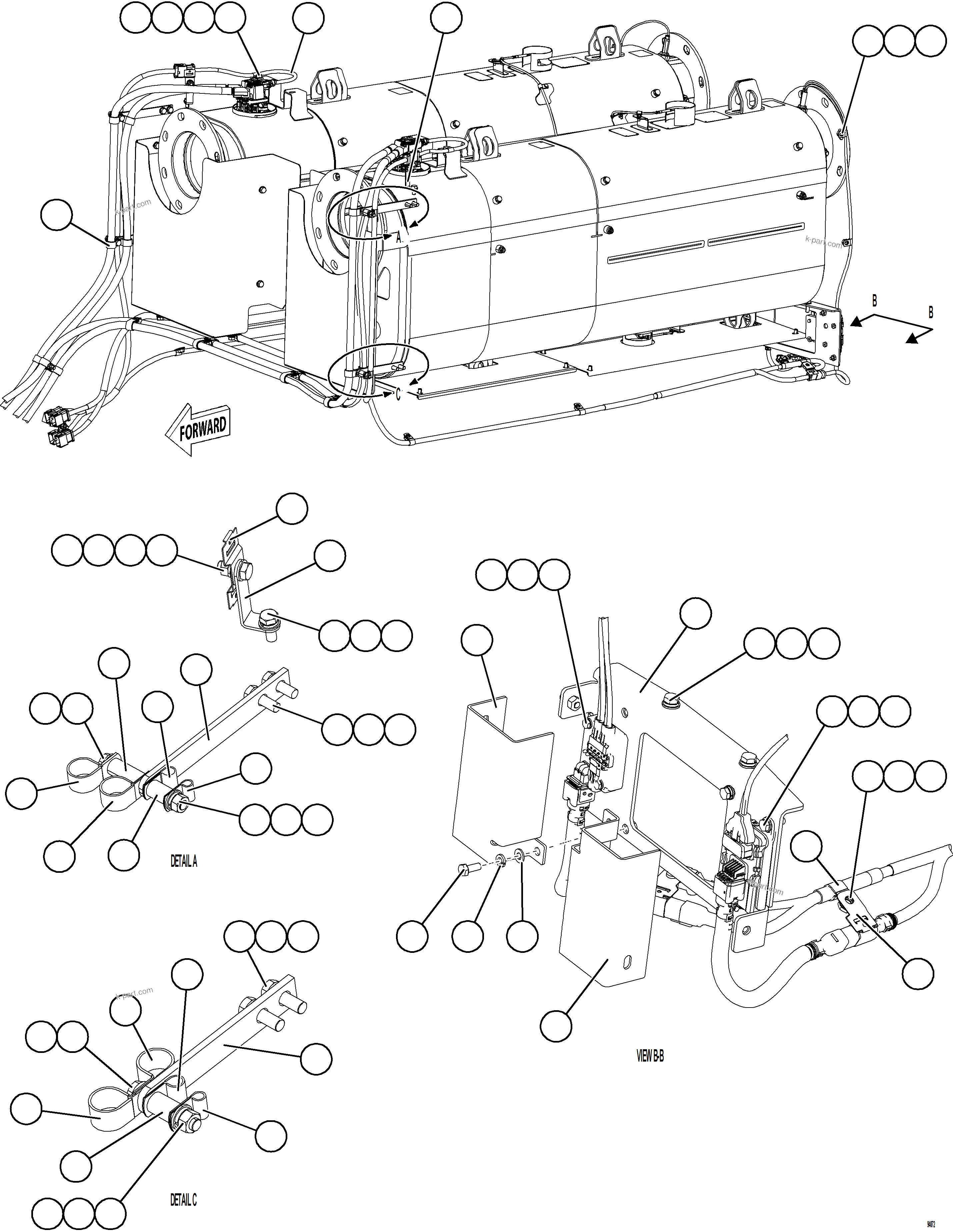 Komatsu parts book diagram for AFE78-BX 930E-5 S/N A40274 - A40276,A40291  MARIGOLD: DEF SYSTEM WIRING    2/3