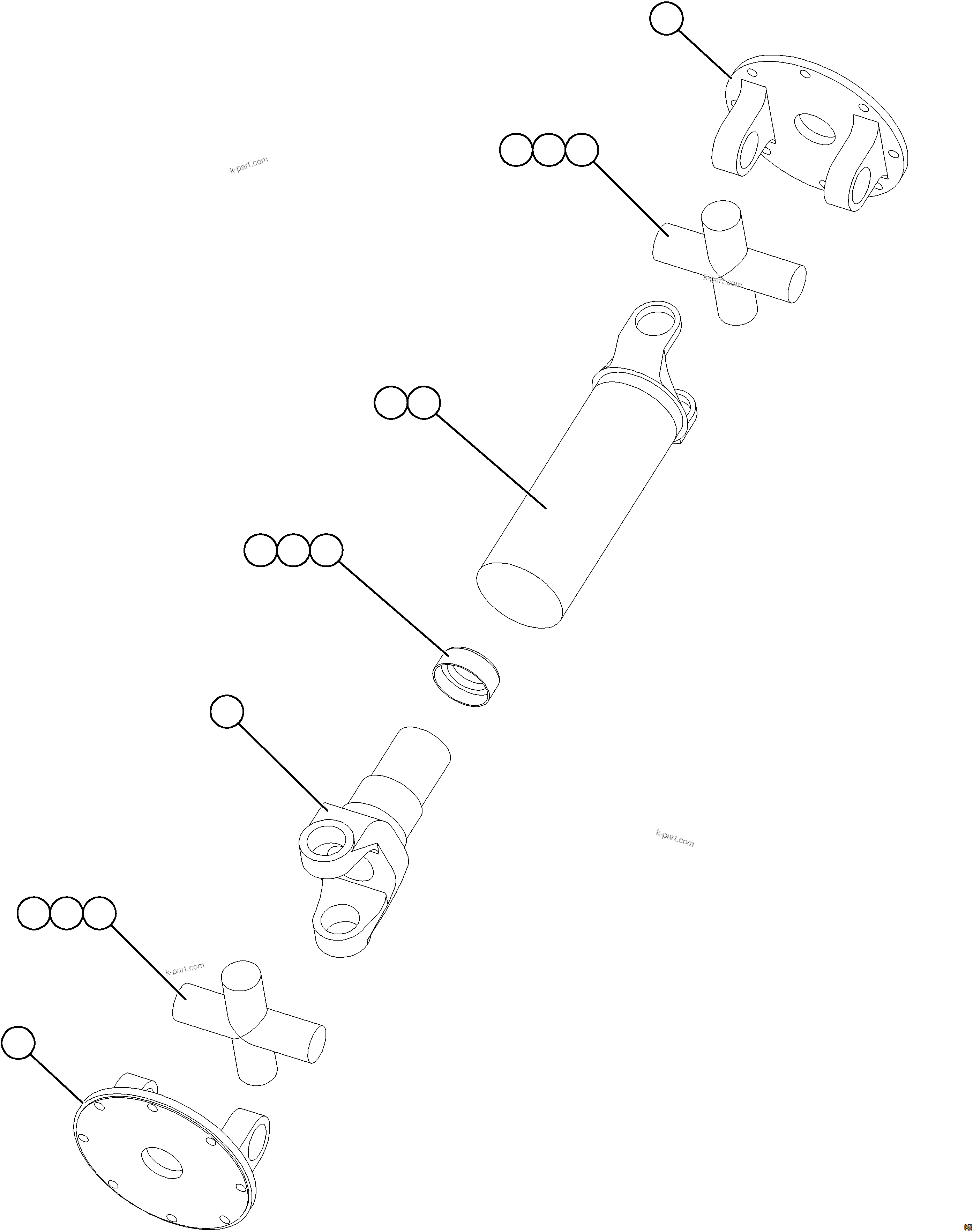 Komatsu parts book diagram for AFE78-BX 930E-5 S/N A40274 - A40276,A40291  MARIGOLD: DRIVESHAFT ASSEMBLY    58E-11-10000