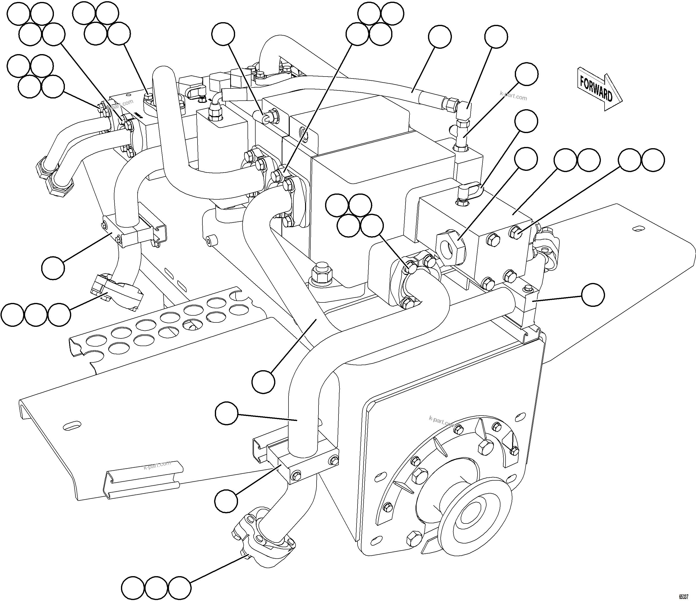 Komatsu parts book diagram for AFE78-BX 930E-5 S/N A40274 - A40276,A40291  MARIGOLD: VALVE/PUMP MODULE PIPING    2/3