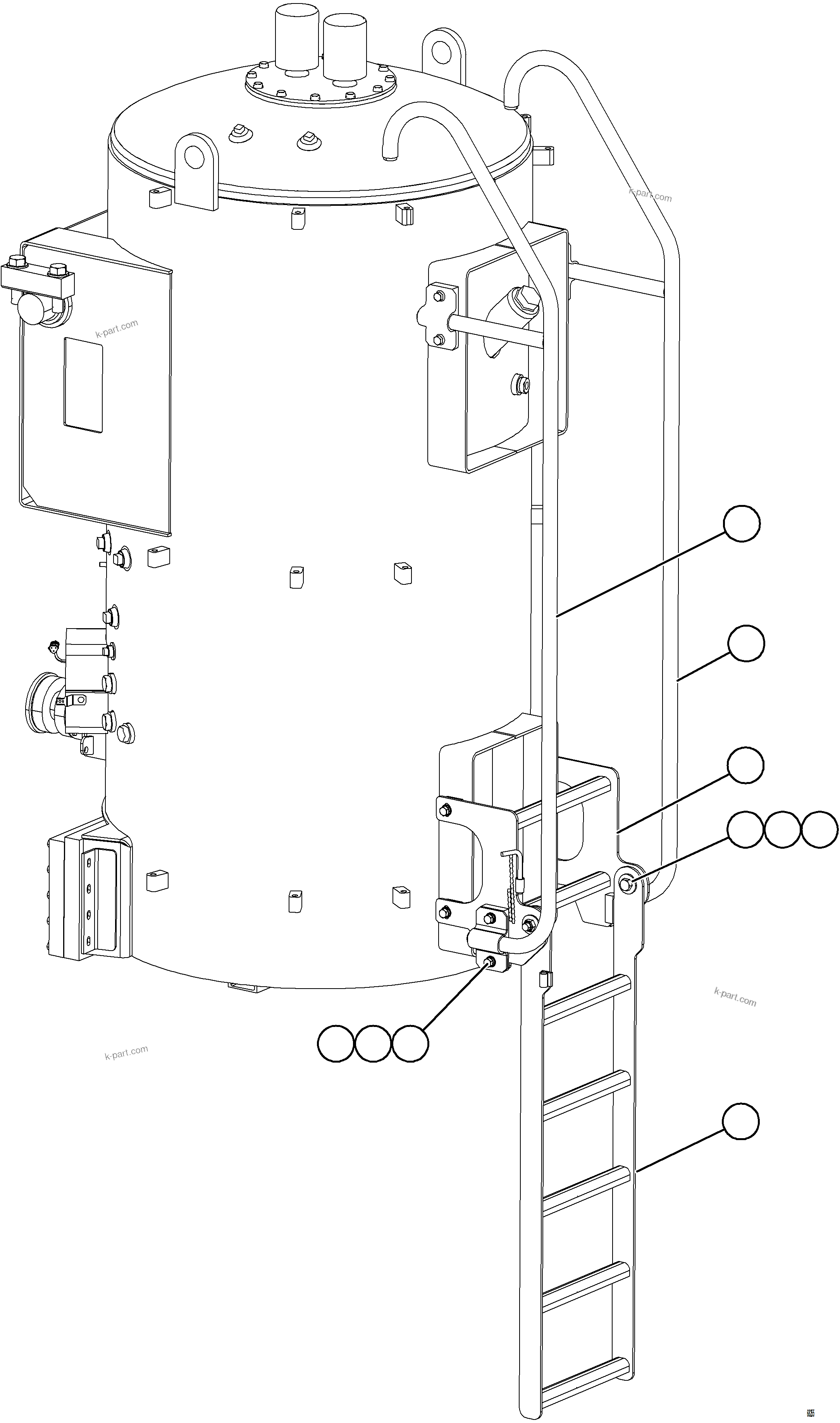 Komatsu parts book diagram for AFE78-BX 930E-5 S/N A40274 - A40276,A40291  MARIGOLD: HYDRAULIC TANK LADDER