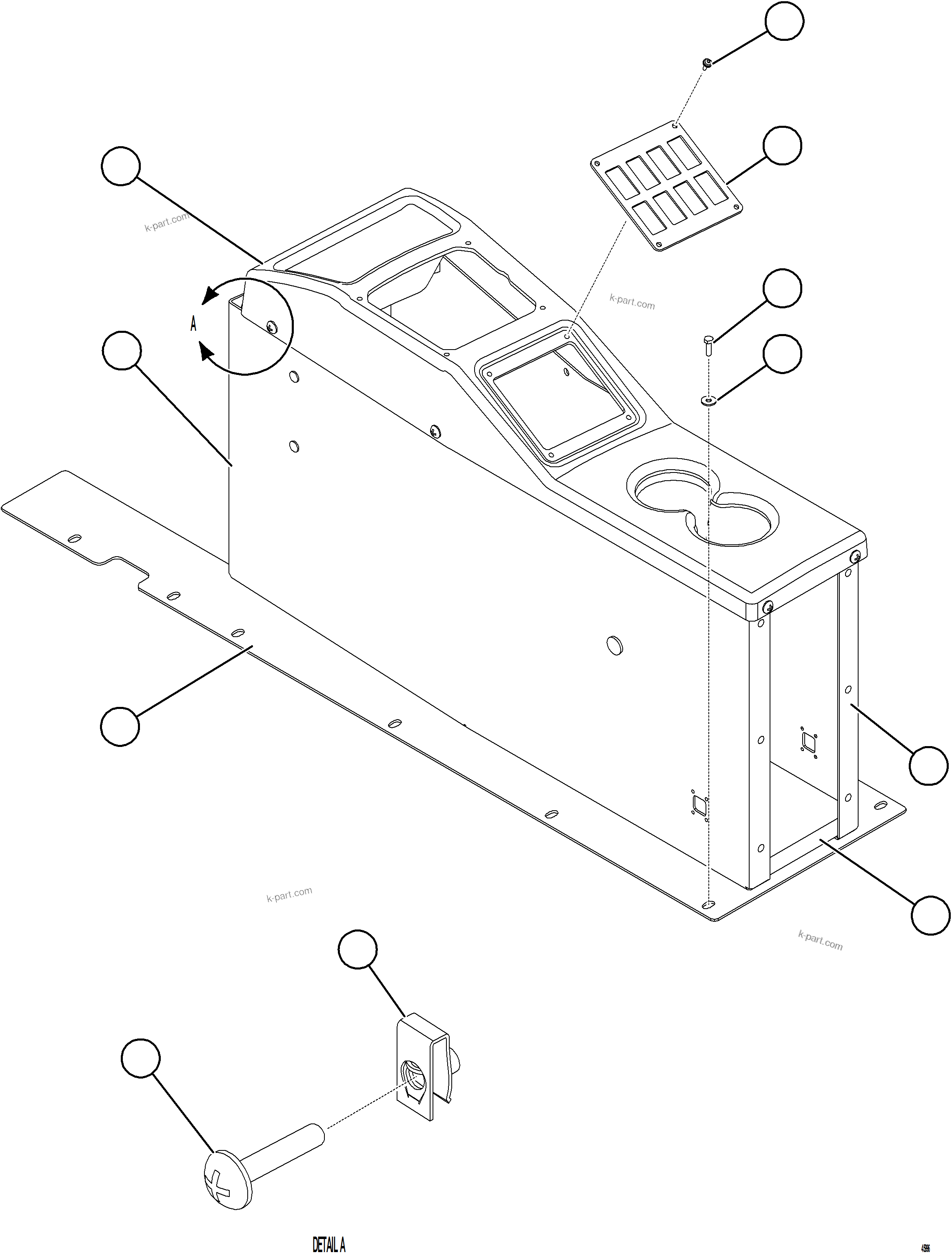 Komatsu parts book diagram for AFE78-BX 930E-5 S/N A40274 - A40276,A40291  MARIGOLD: CENTER CONSOLE MODULE - STRUCTURAL