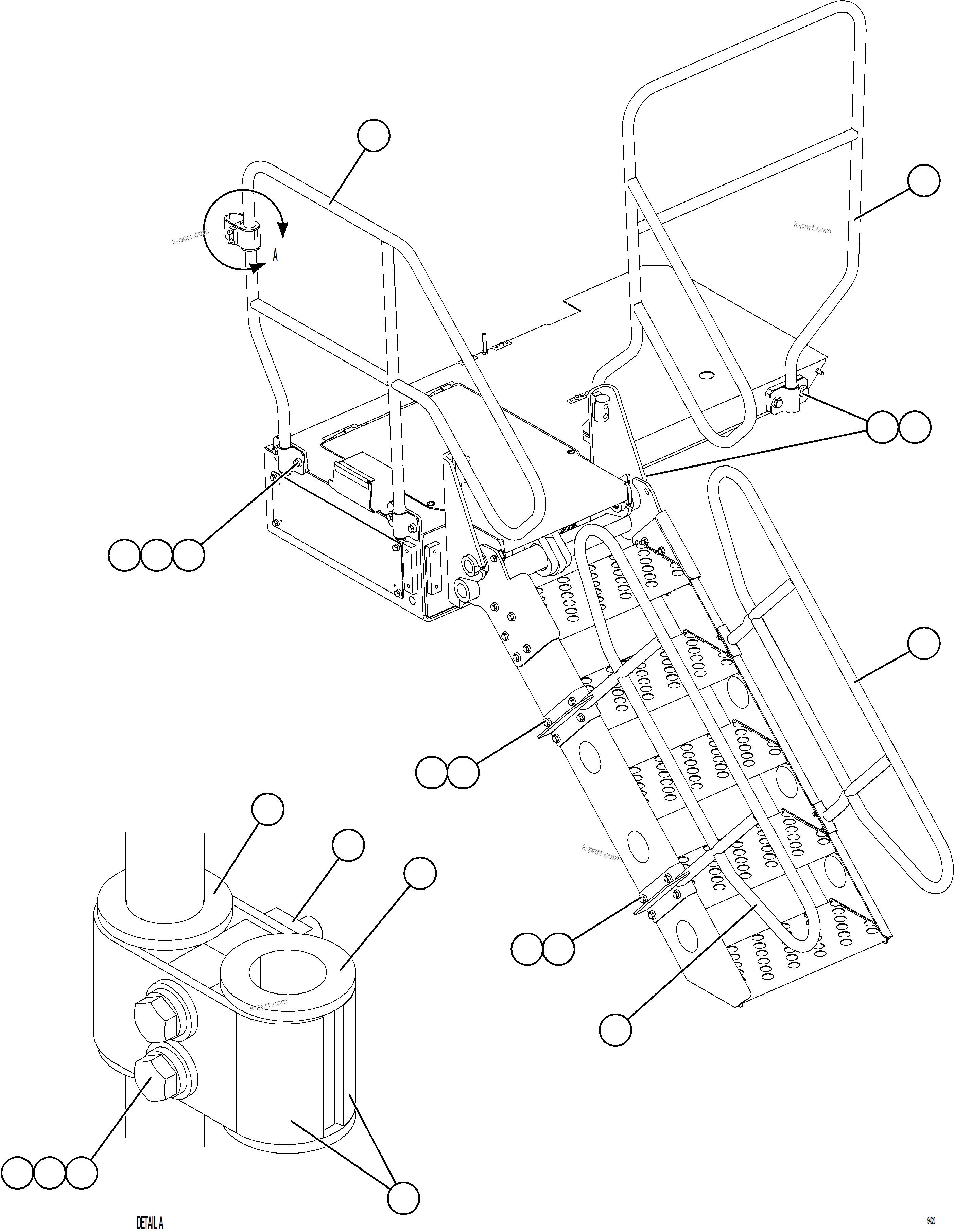 Komatsu parts book diagram for AFE78-BX 930E-5 S/N A40274 - A40276,A40291  MARIGOLD: LH LOWER PLATFORM HANDRAILS