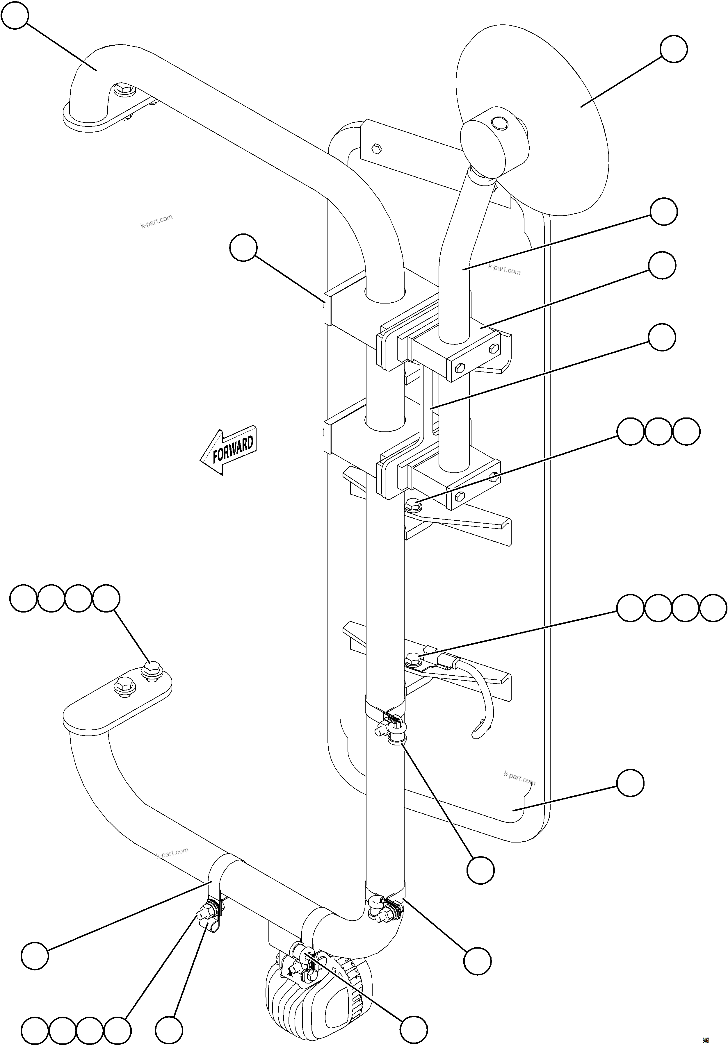 Komatsu parts book diagram for AFE78-BX 930E-5 S/N A40274 - A40276,A40291  MARIGOLD: LH MIRROR INSTALLATION