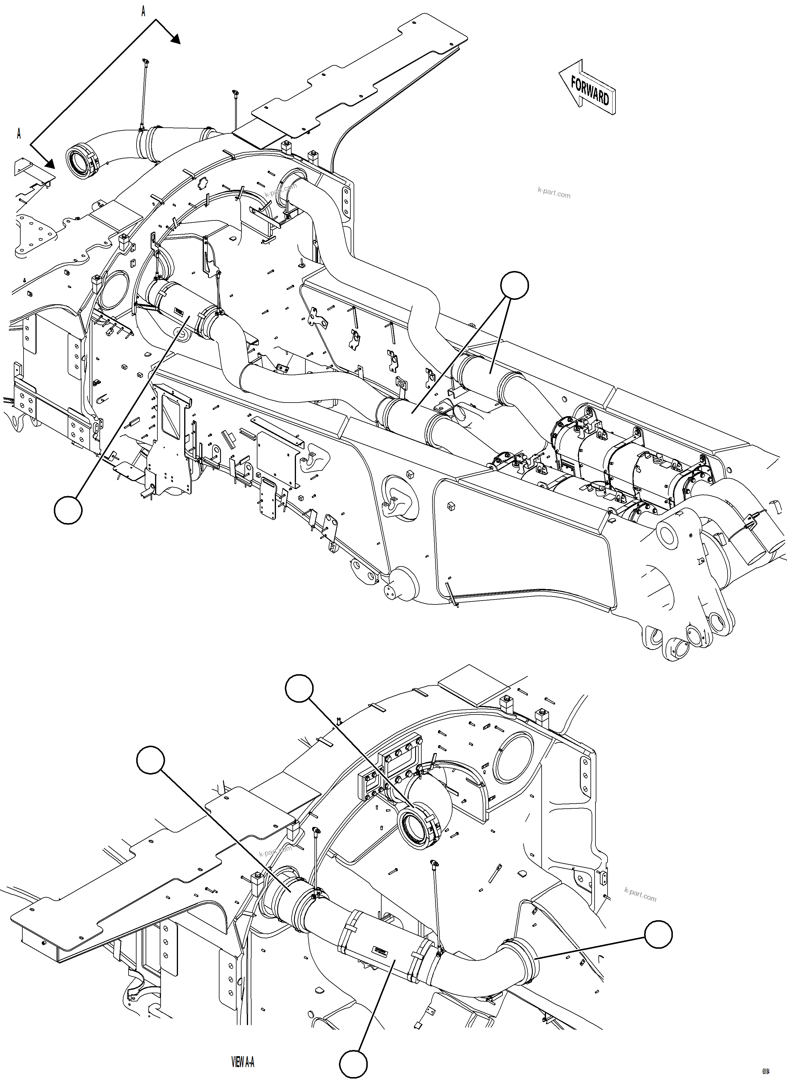 Komatsu parts book diagram for AFE78-CA 930E-5 S/N A40281  IOCC: EXHAUST BLANKETS