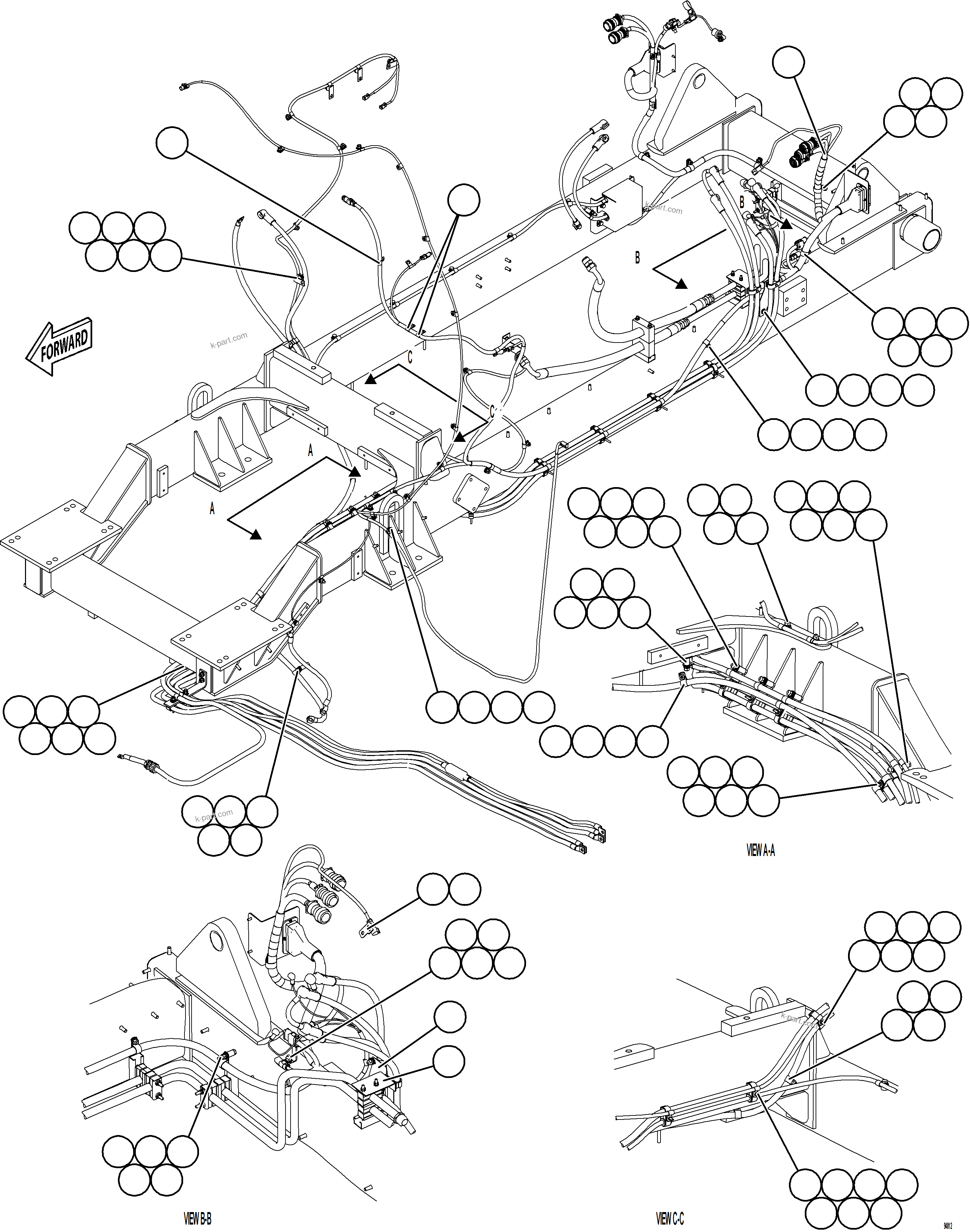 Komatsu parts book diagram for AFE78-CA 930E-5 S/N A40281  IOCC: CRANKING MOTOR WIRING    2/2