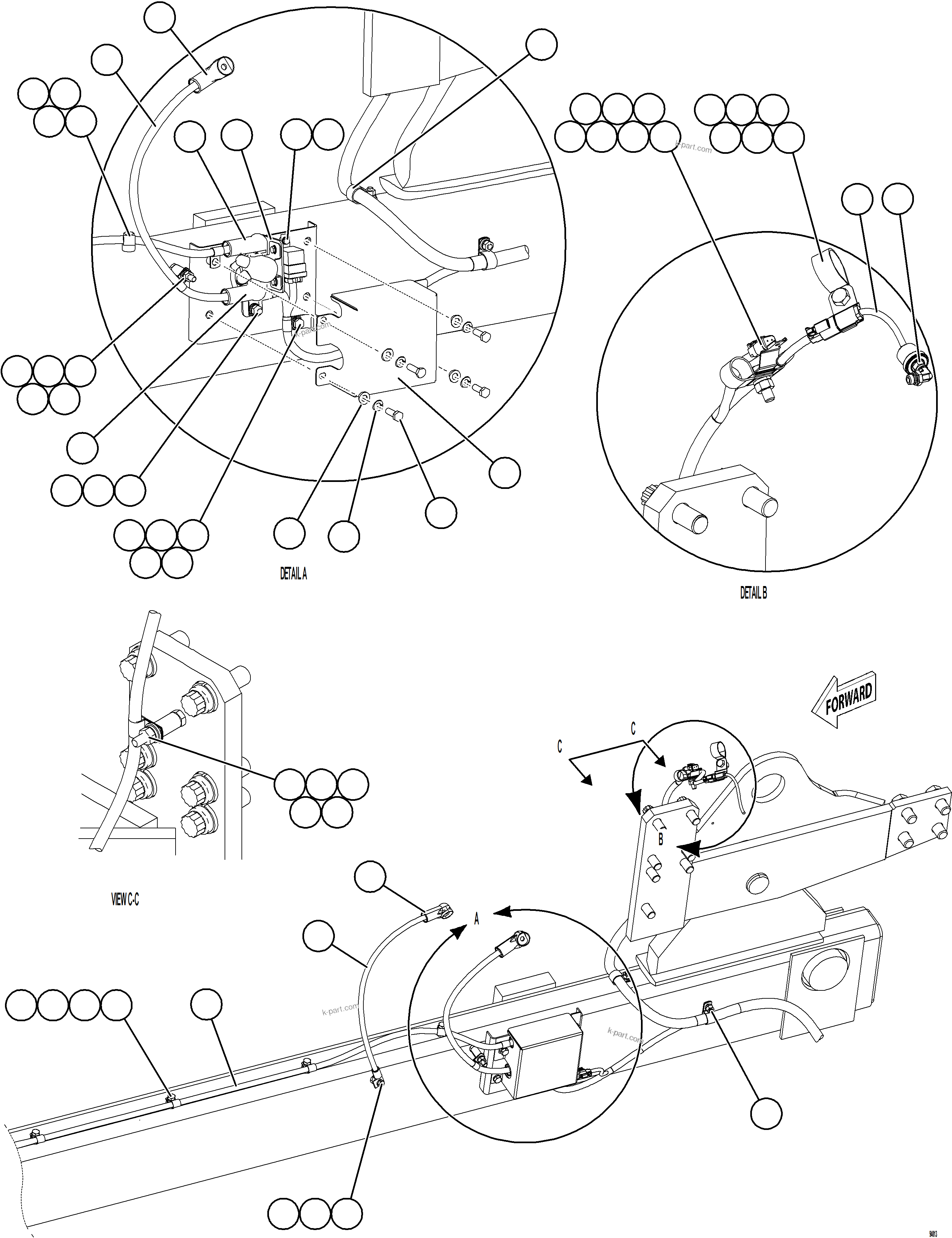 Komatsu parts book diagram for AFE78-CA 930E-5 S/N A40281  IOCC: ENGINE PRELUBE WIRING