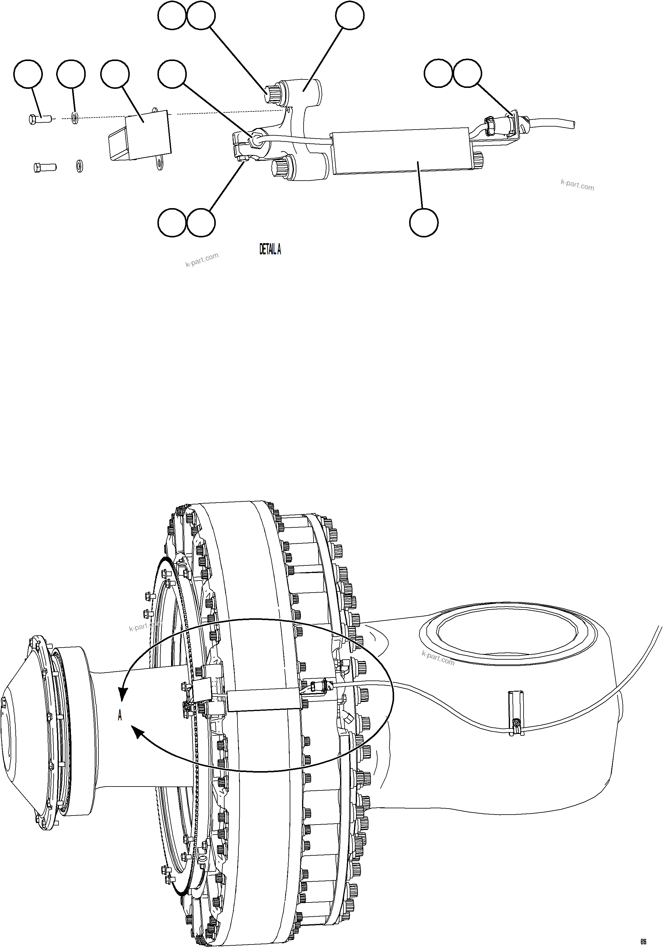 Komatsu parts book diagram for AFE78-CA 930E-5 S/N A40281  IOCC: FRONT WHEEL SPEED SENSOR INSTALLATION