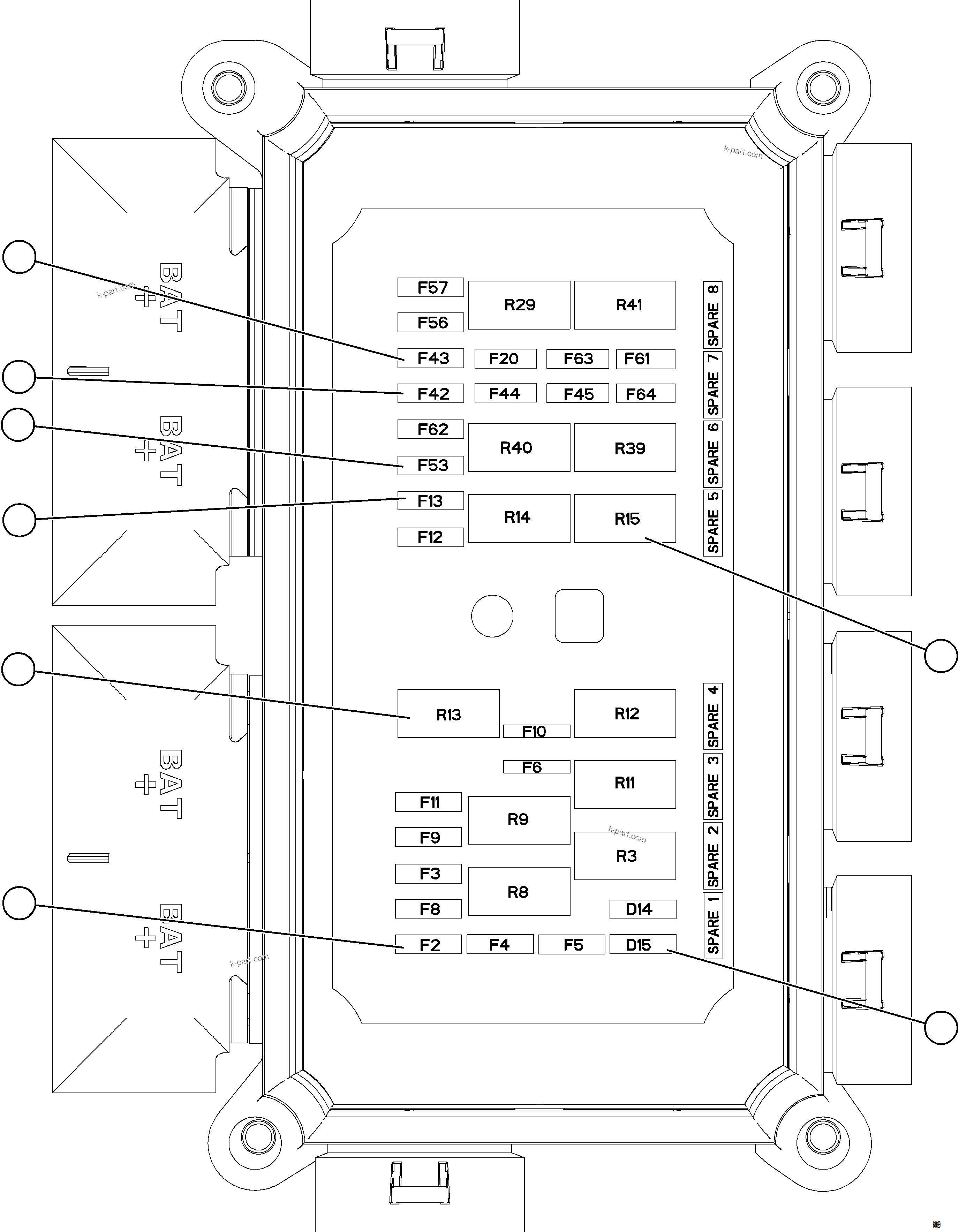 Komatsu parts book diagram for AFE78-CA 930E-5 S/N A40281  IOCC: VEHICLE ELECTRICAL CENTER VEC-89    58E-06-02043