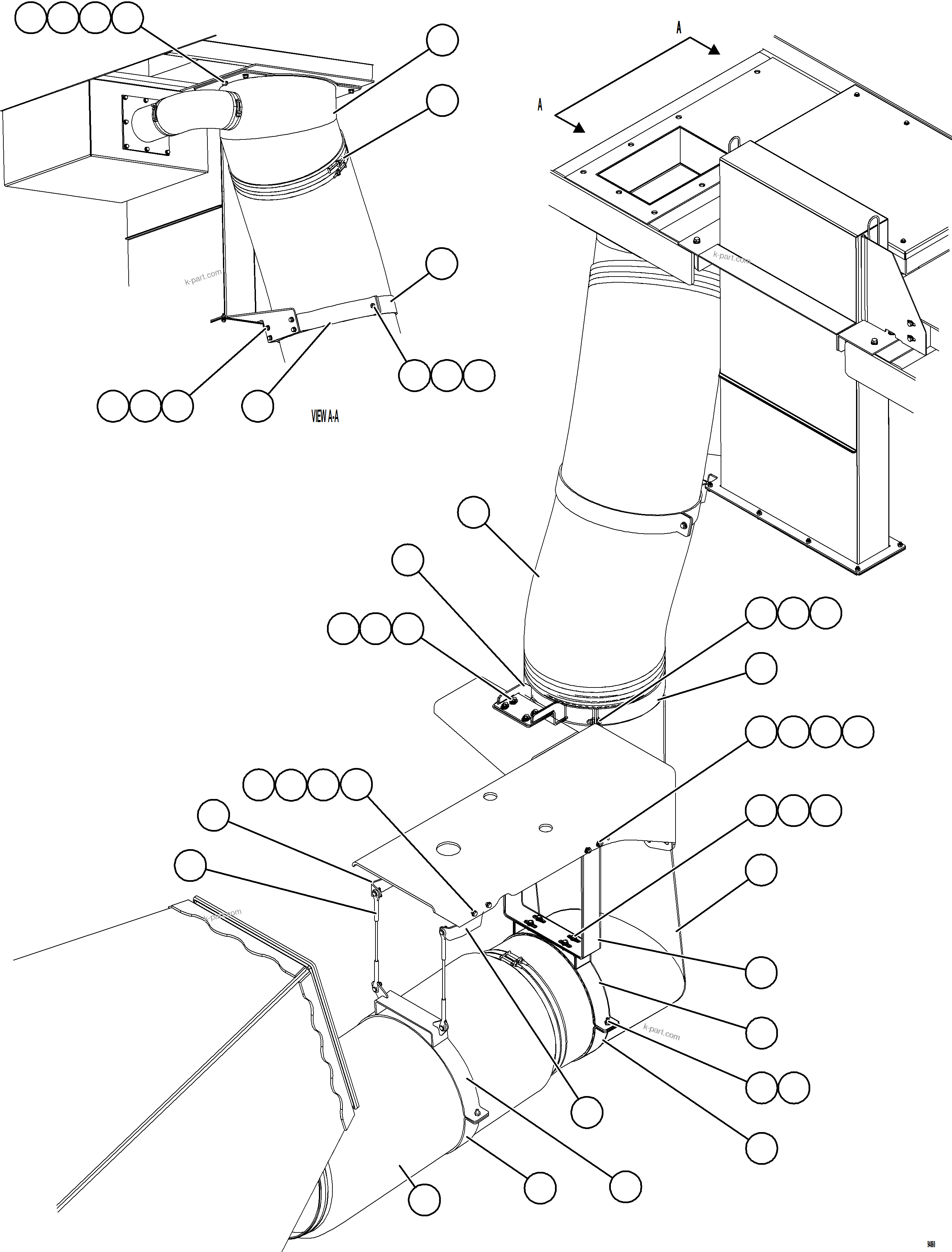 Komatsu parts book diagram for AFE78-CA 930E-5 S/N A40281  IOCC: REAR AXLE BLOWER DUCTS