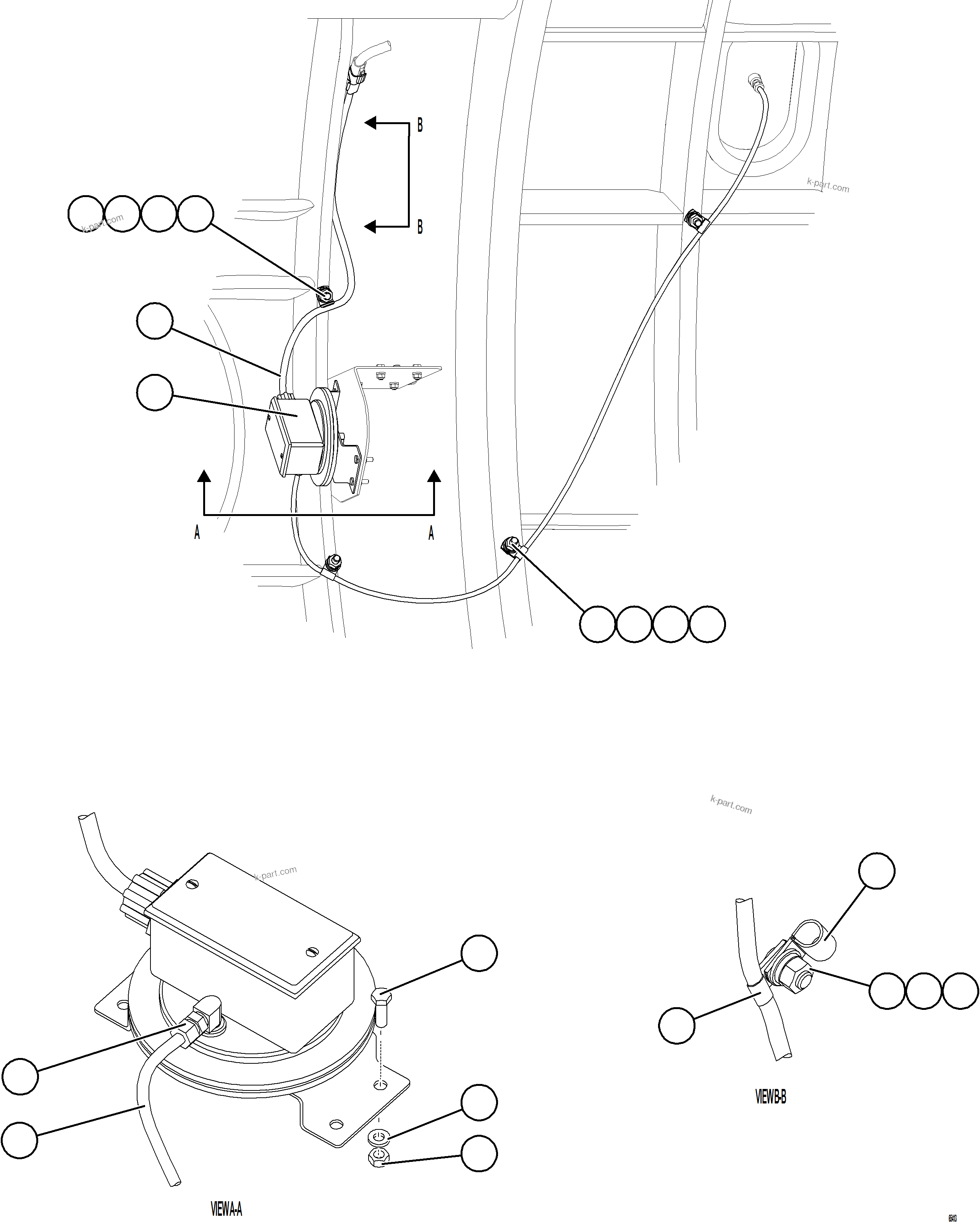 Komatsu parts book diagram for AFE78-CA 930E-5 S/N A40281  IOCC: REAR AXLE BLOWER PRESSURE SWITCH INSTALLATION  1/2