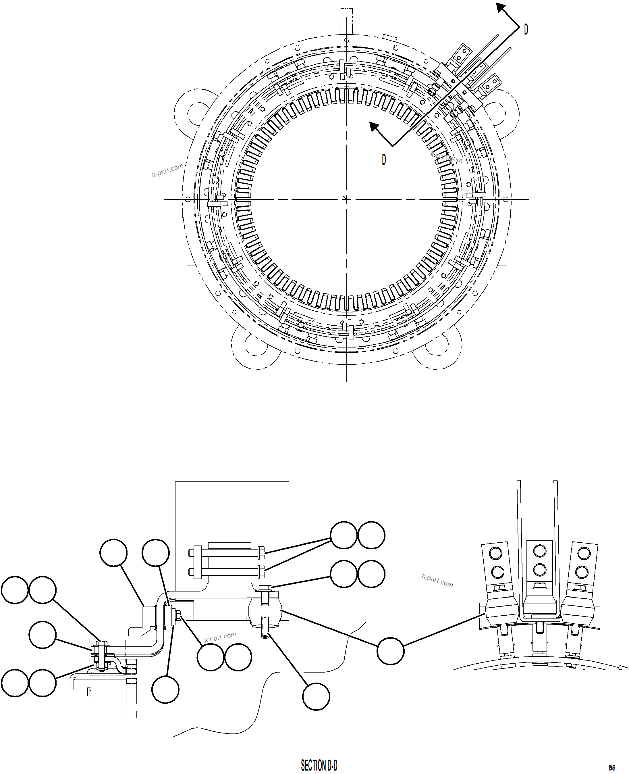 Komatsu parts book diagram for AFE78-CA 930E-5 S/N A40281  IOCC: ALTERNATOR ASSEMBLY    4/6    58F-06-11302