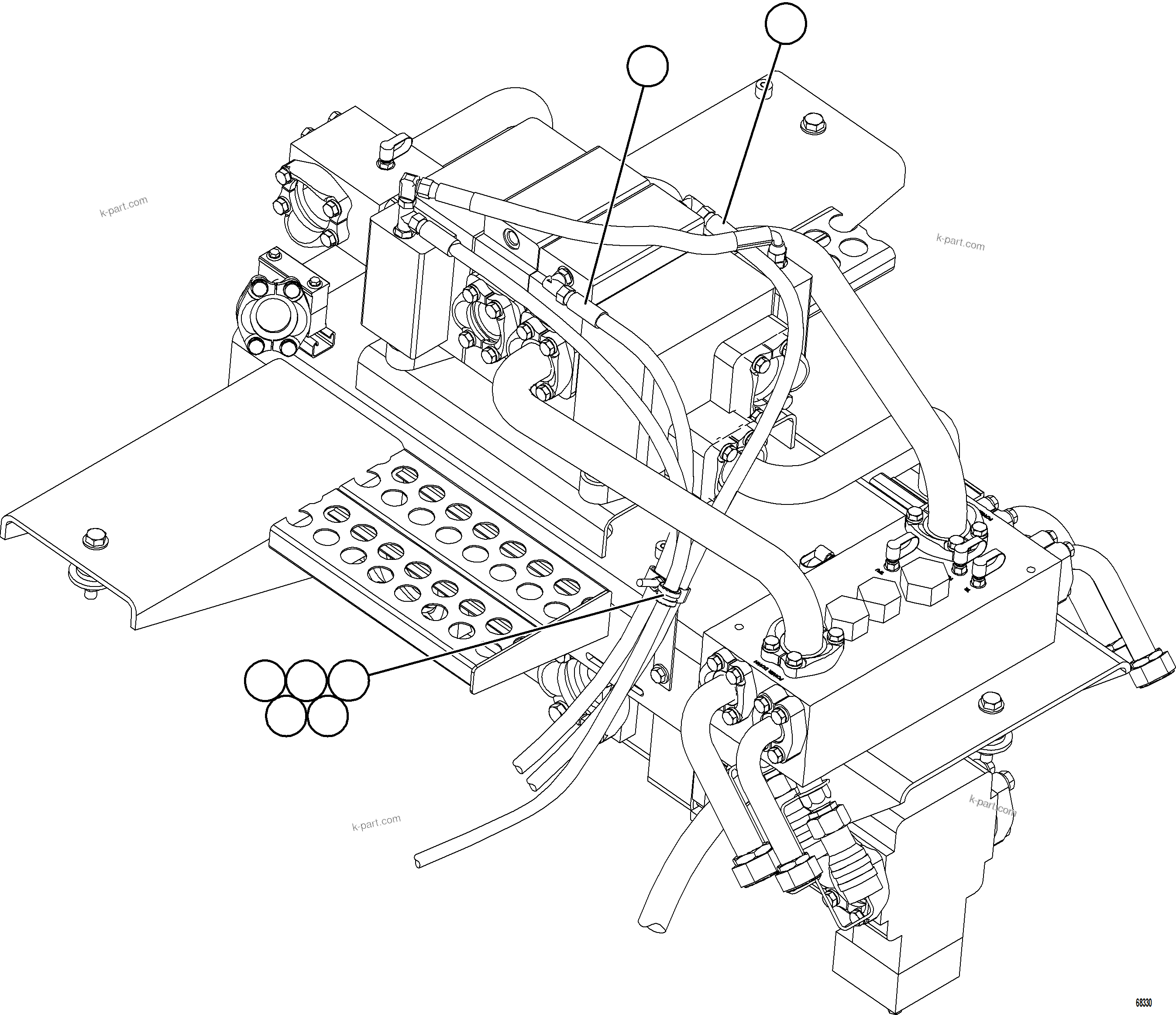 Komatsu parts book diagram for AFE78-CA 930E-5 S/N A40281  IOCC: HYDRAULIC TANK PIPING - STEERING CIRCUIT    2/2