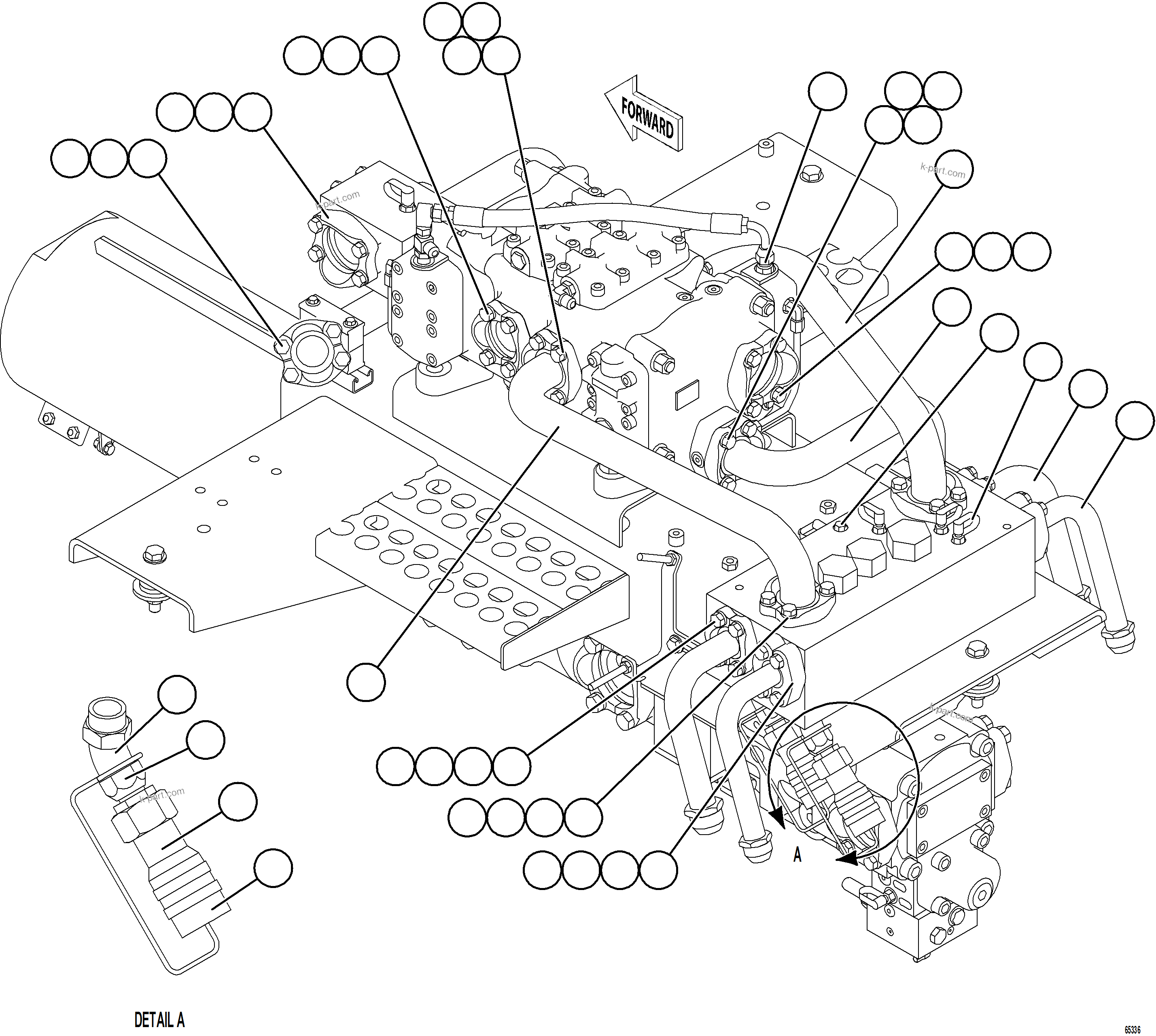 Komatsu parts book diagram for AFE78-CA 930E-5 S/N A40281  IOCC: VALVE/PUMP MODULE PIPING    1/3