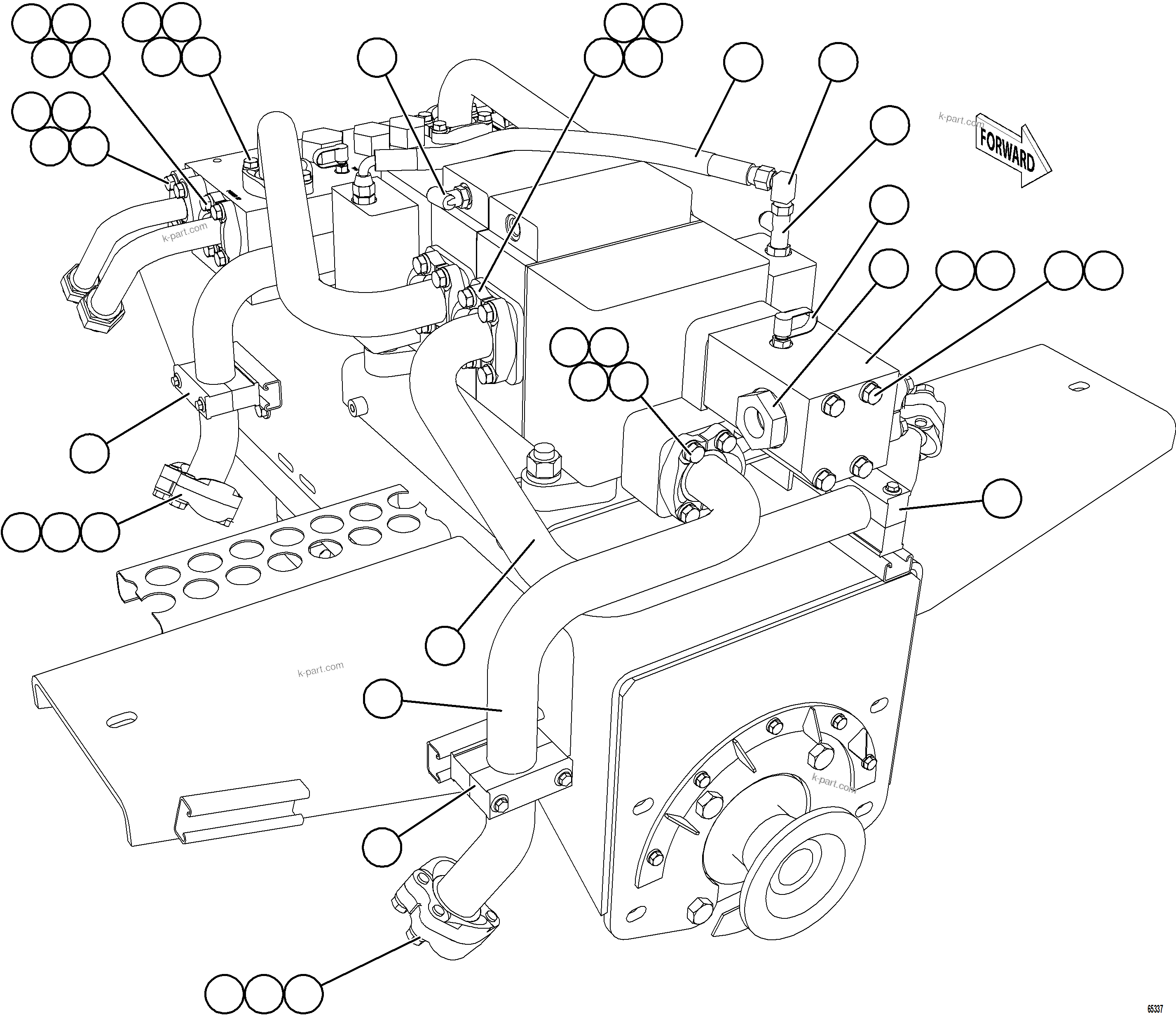 Komatsu parts book diagram for AFE78-CA 930E-5 S/N A40281  IOCC: VALVE/PUMP MODULE PIPING    2/3