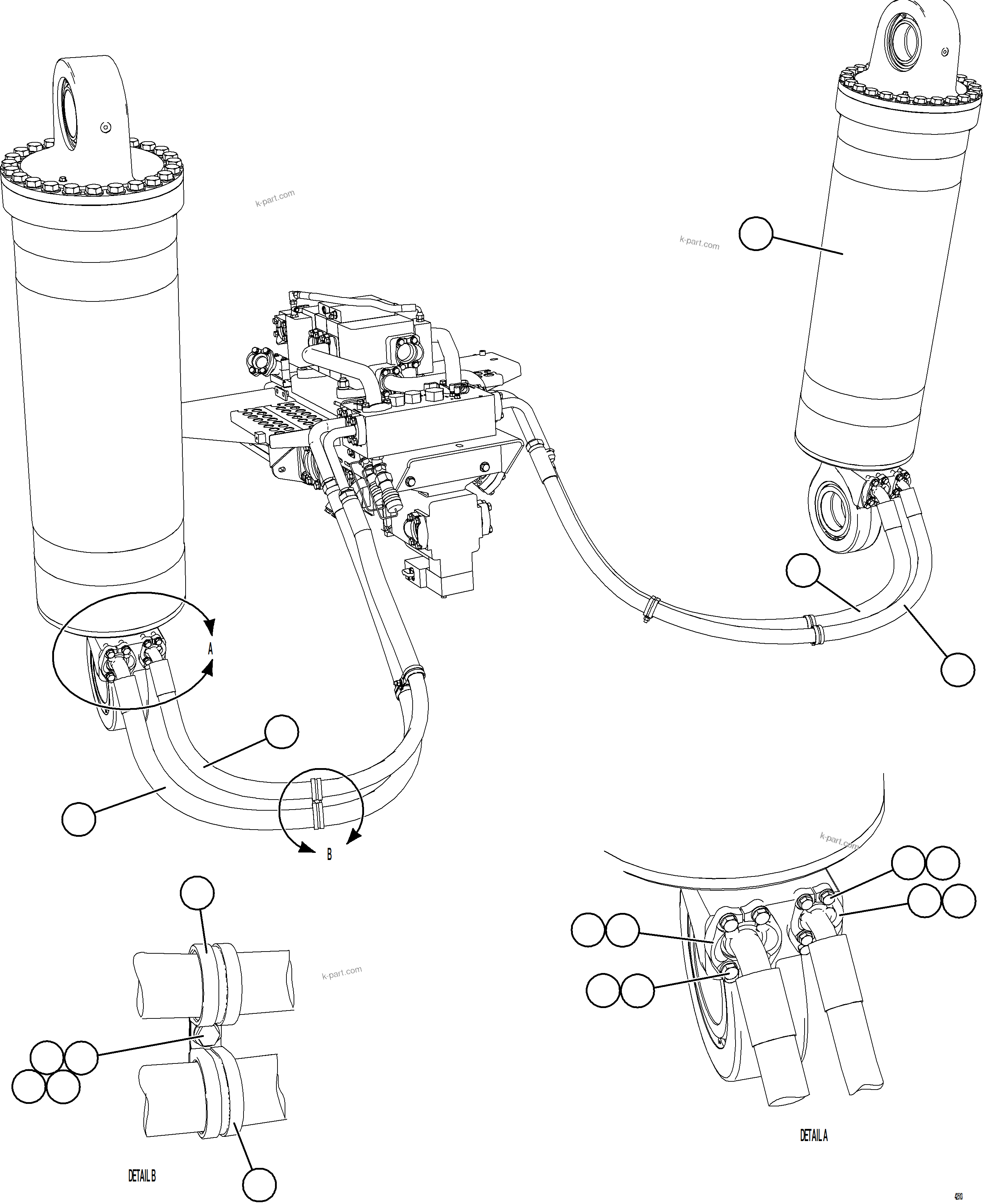 Komatsu parts book diagram for AFE78-CA 930E-5 S/N A40281  IOCC: HOIST CYLINDER PIPING