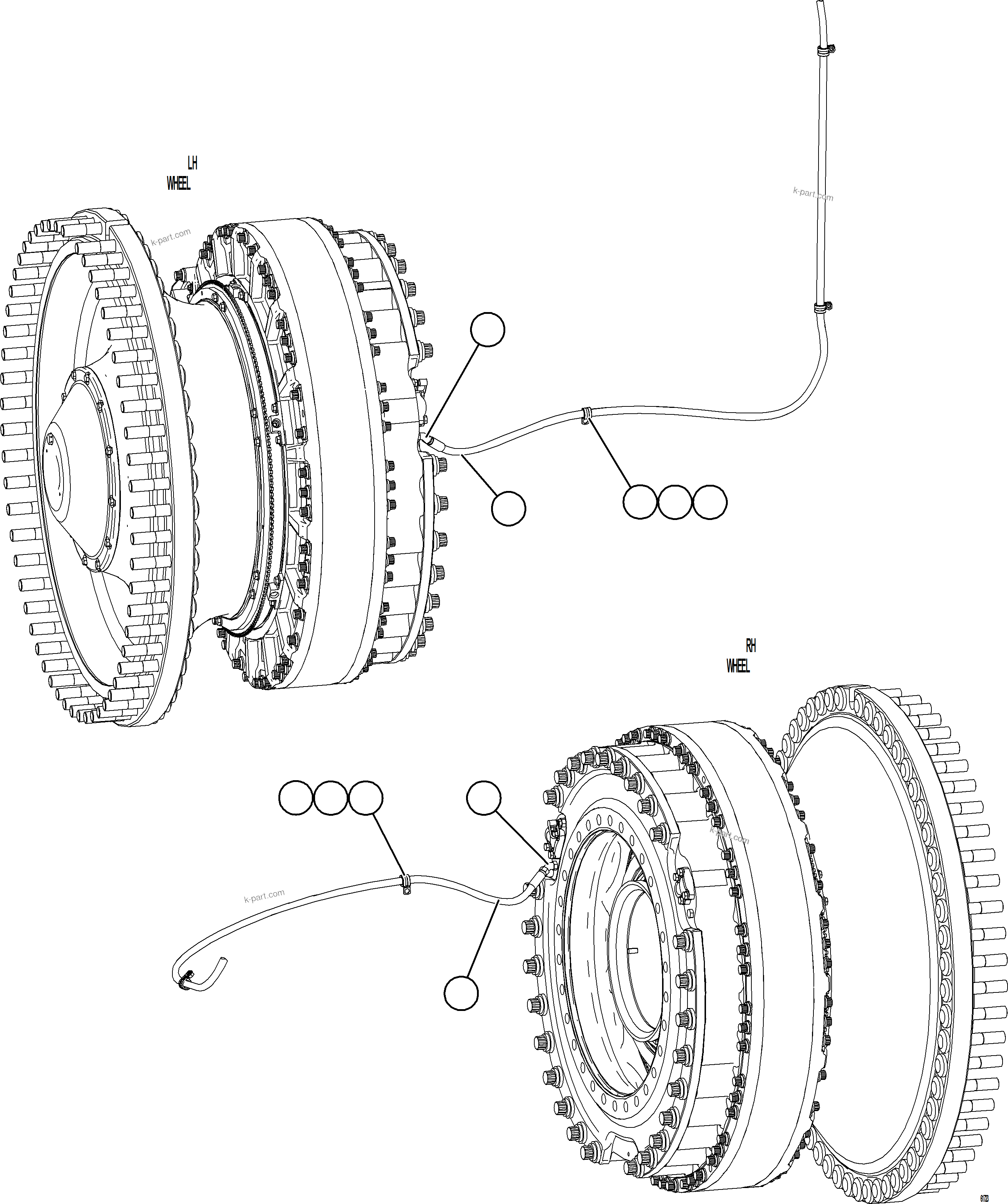 Komatsu parts book diagram for AFE78-CA 930E-5 S/N A40281  IOCC: FRONT BRAKE APPLY PIPING