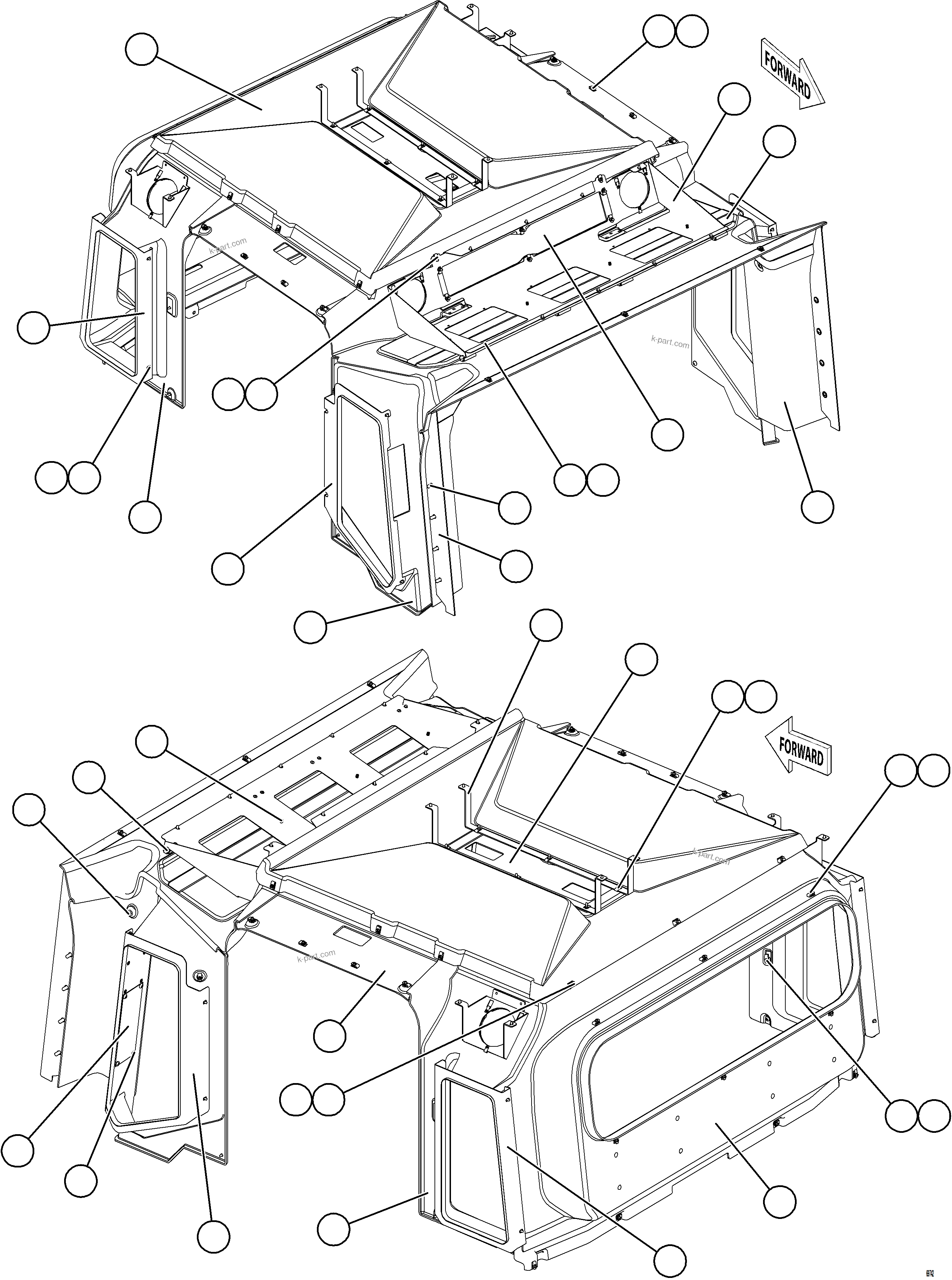 Komatsu parts book diagram for AFE78-CA 930E-5 S/N A40281  IOCC: CAB INTERIOR TRIM